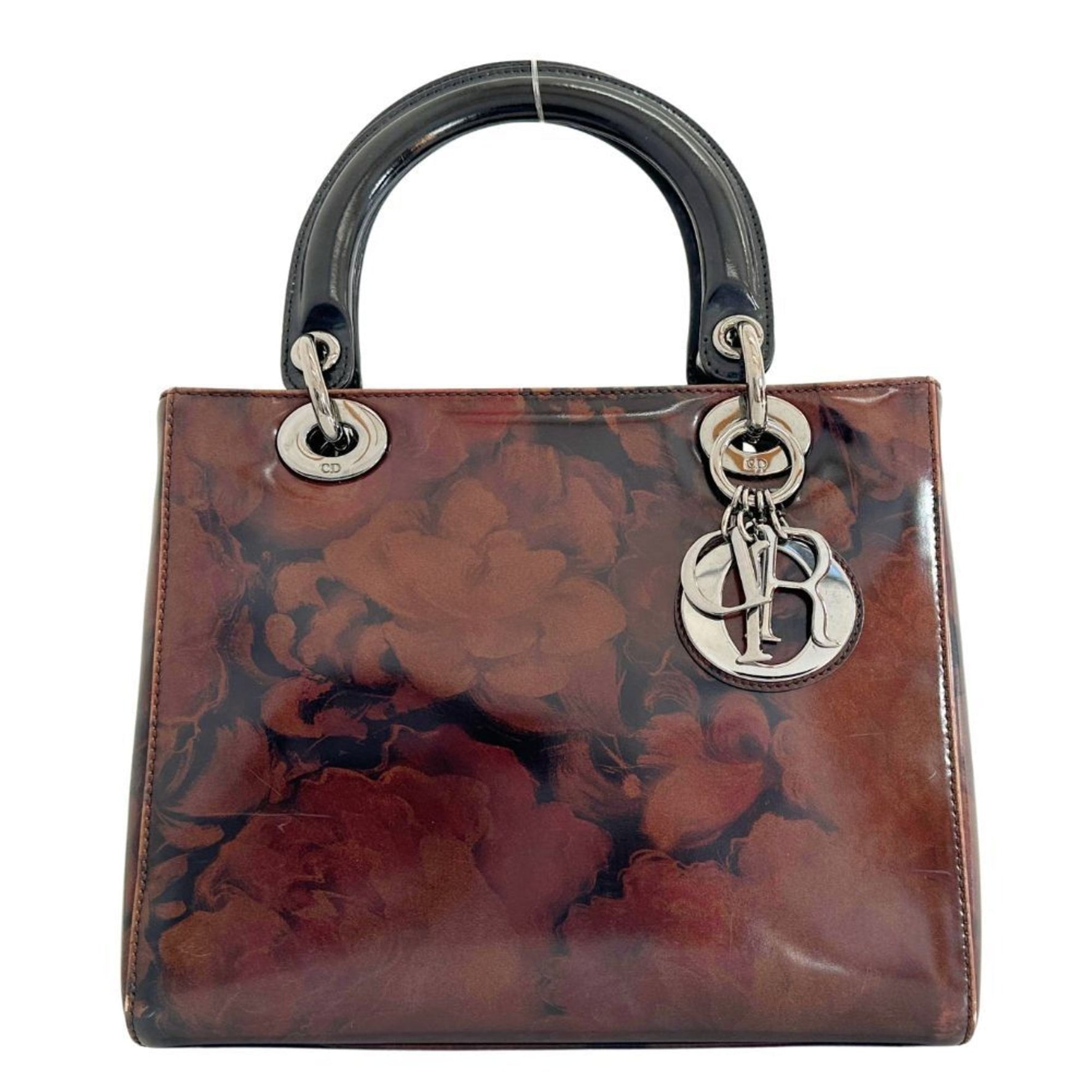 Christian Dior Lady Handbag Patent Leather Made in Italy Zipper Ladies
