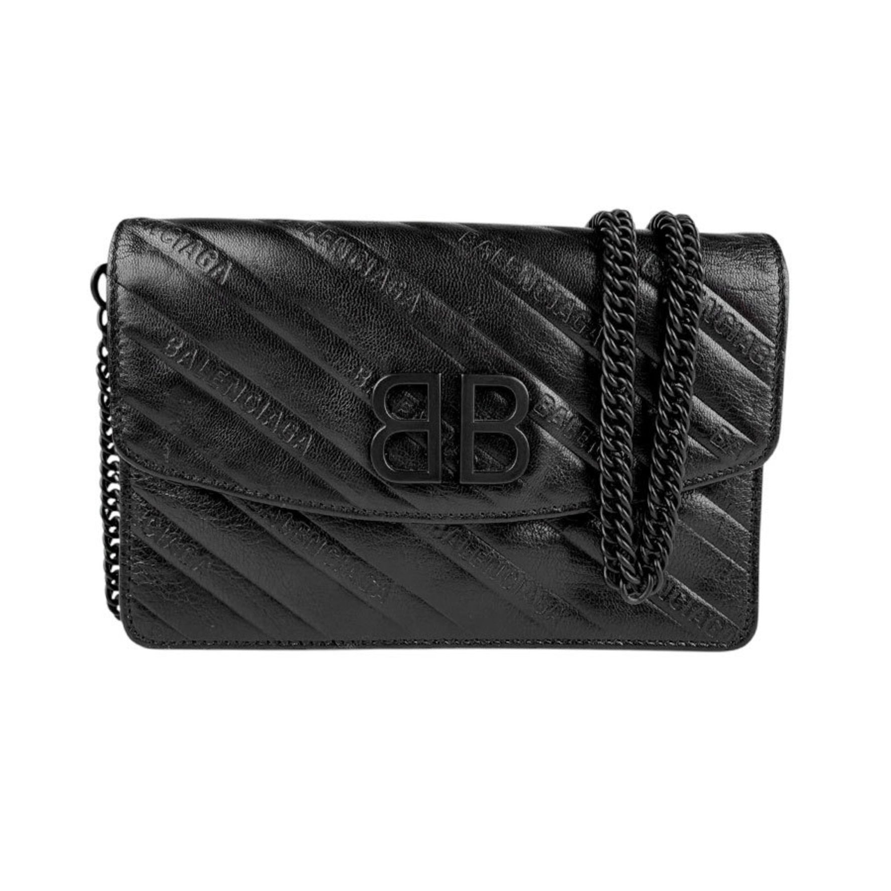 BALENCIAGA Wallet Chain Shoulder Bag Leather Metal