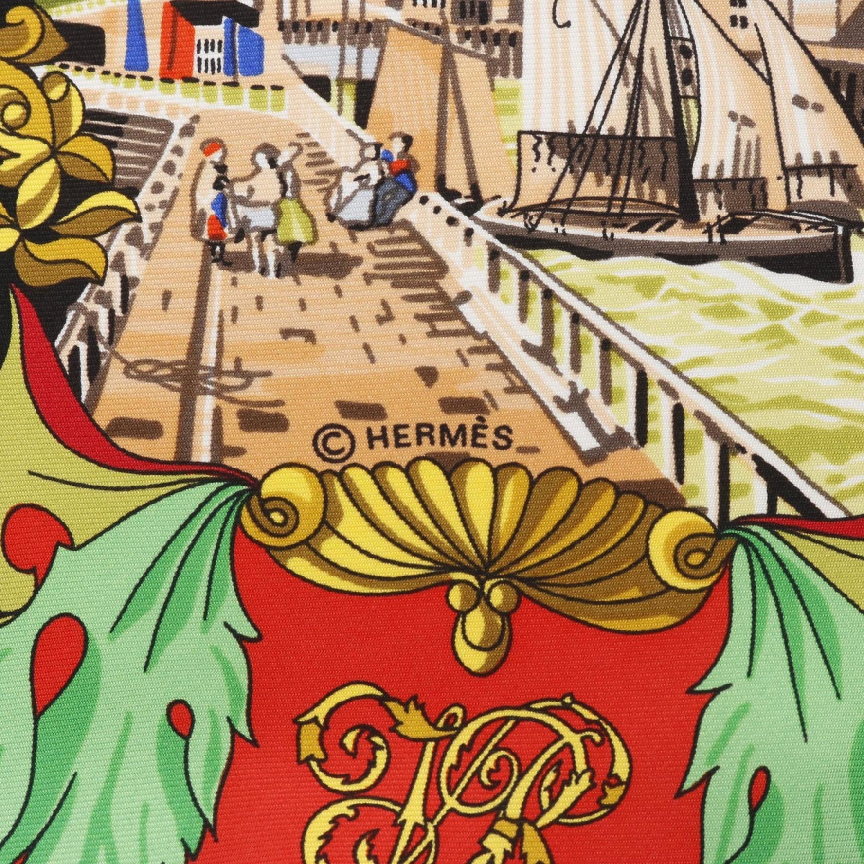 Hermès HERMES Carré 90 L'ENTENTE CORDIALE Silk Scarf Black/White/Multicolor