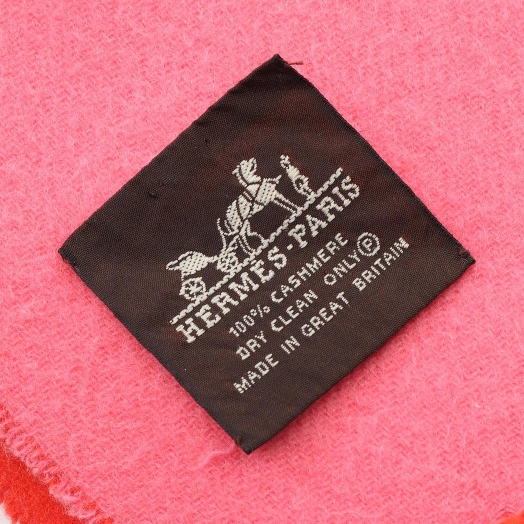 Hermes cashmere scarf in red and pink
