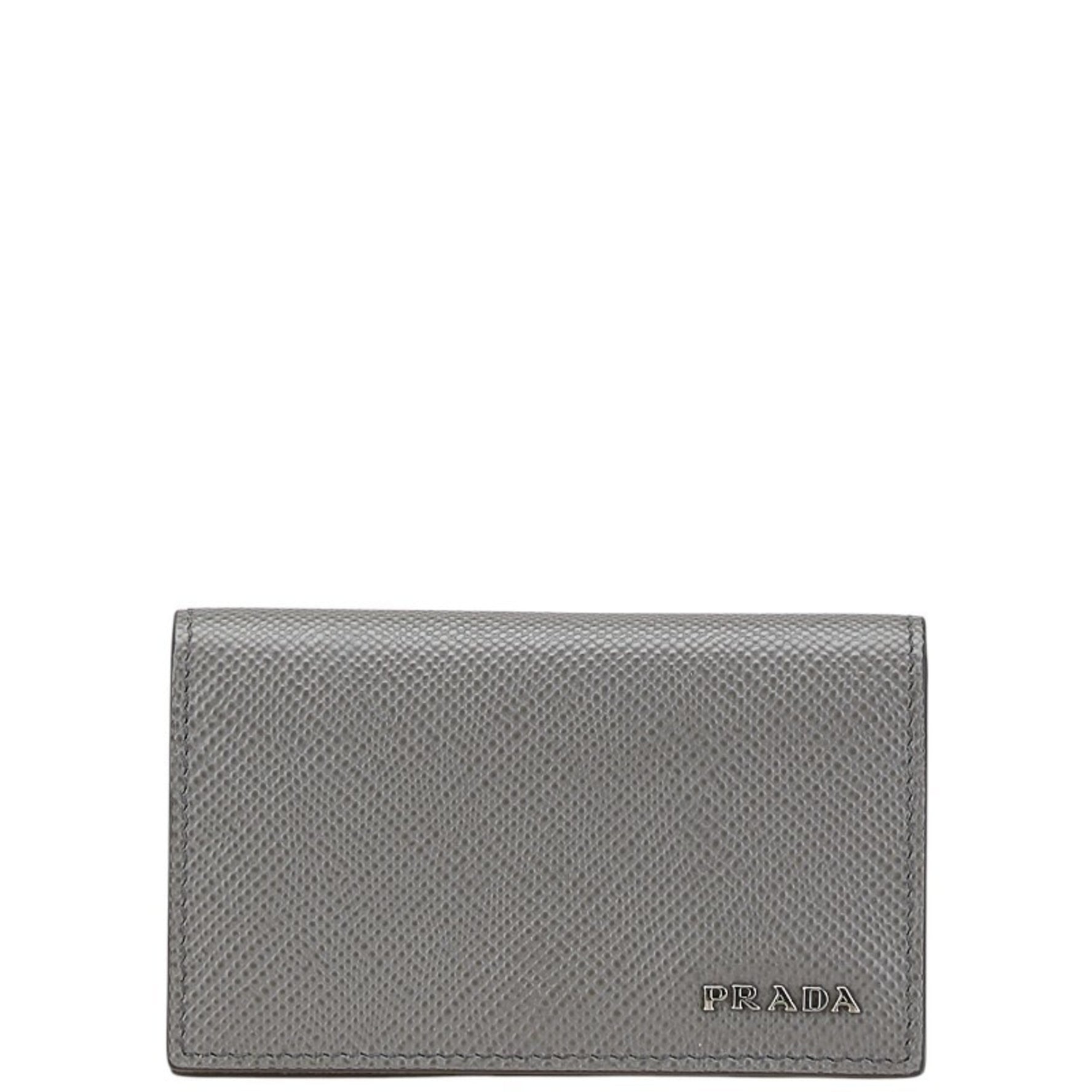 Prada Saffiano Card Case Grey Leather
