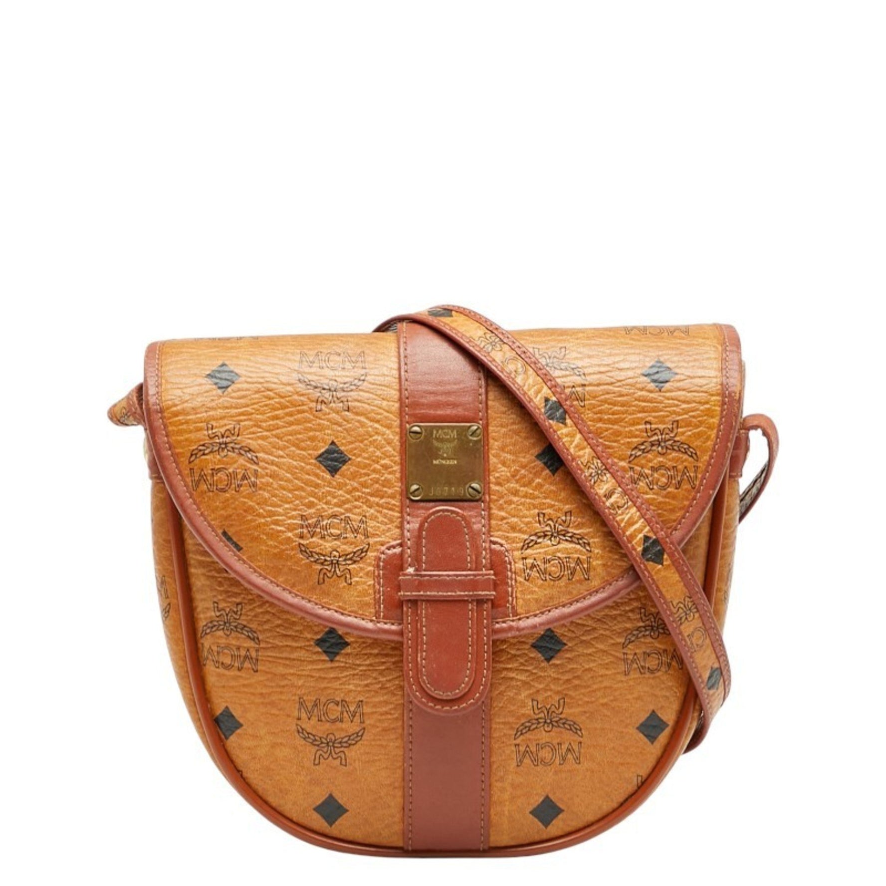 MCM Visetos Logogram Shoulder Bag in PVC and Leather