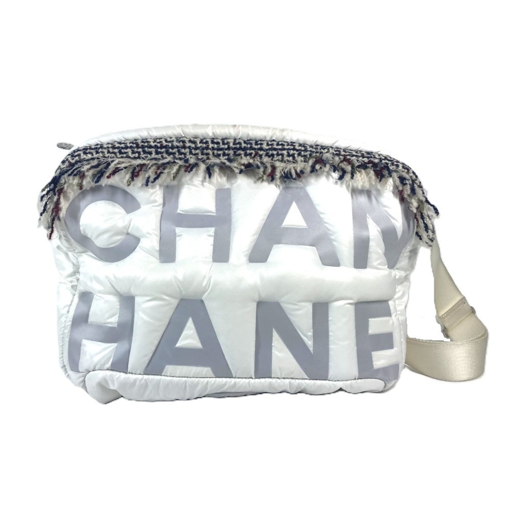 CHANEL Coconeige Fringe CC Coco Logo Bag Crossbody Shoulder Nylon