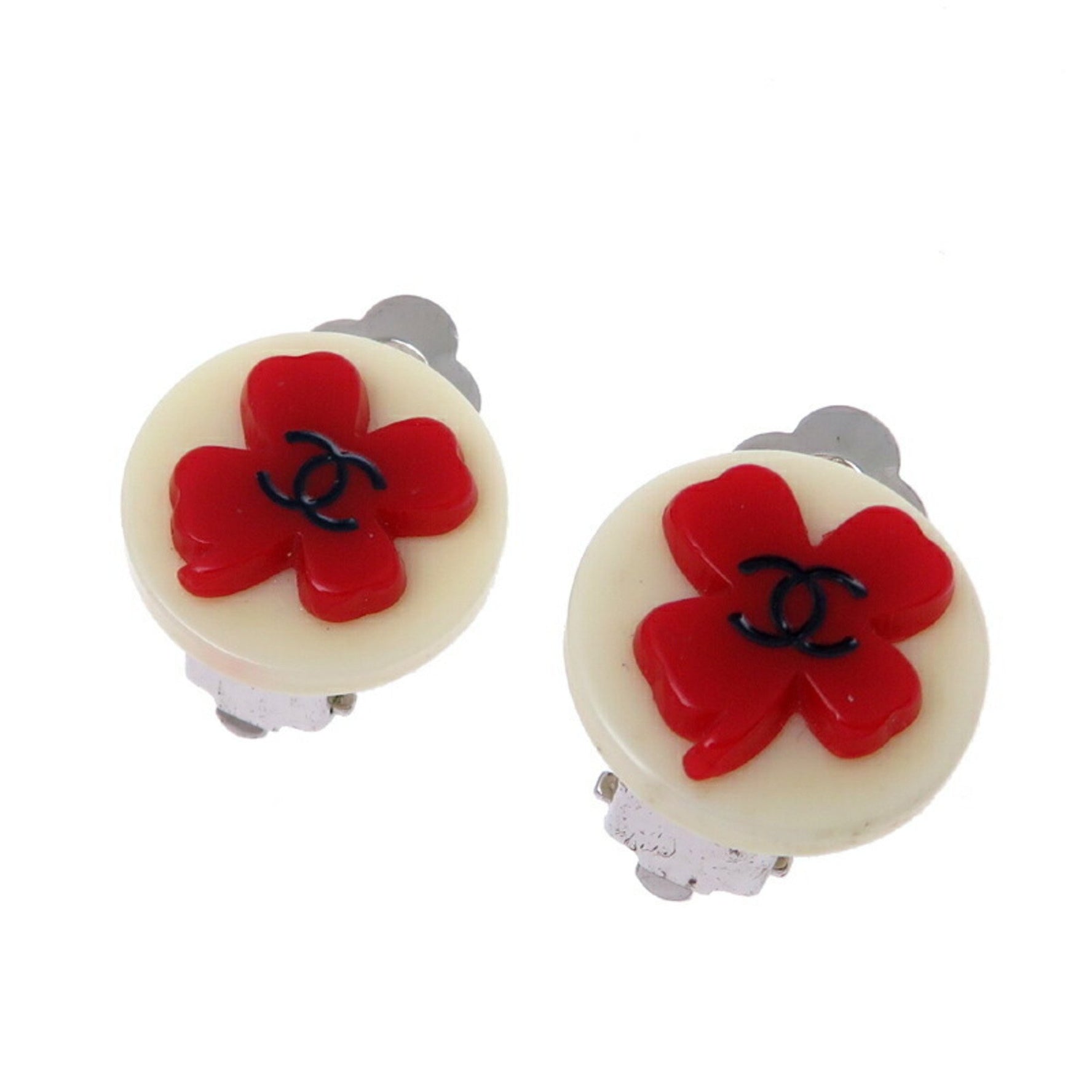 Chanel Coco Mark Clover Metal Earrings