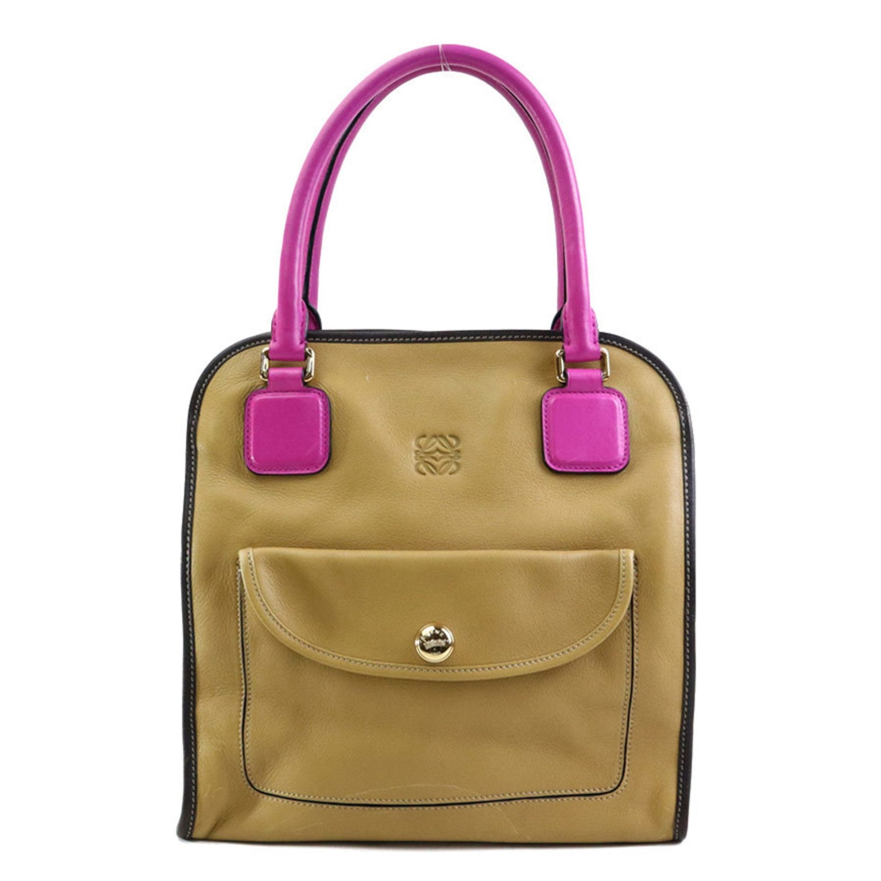 LOEWE handbag anagram leather magenta gold ladies
