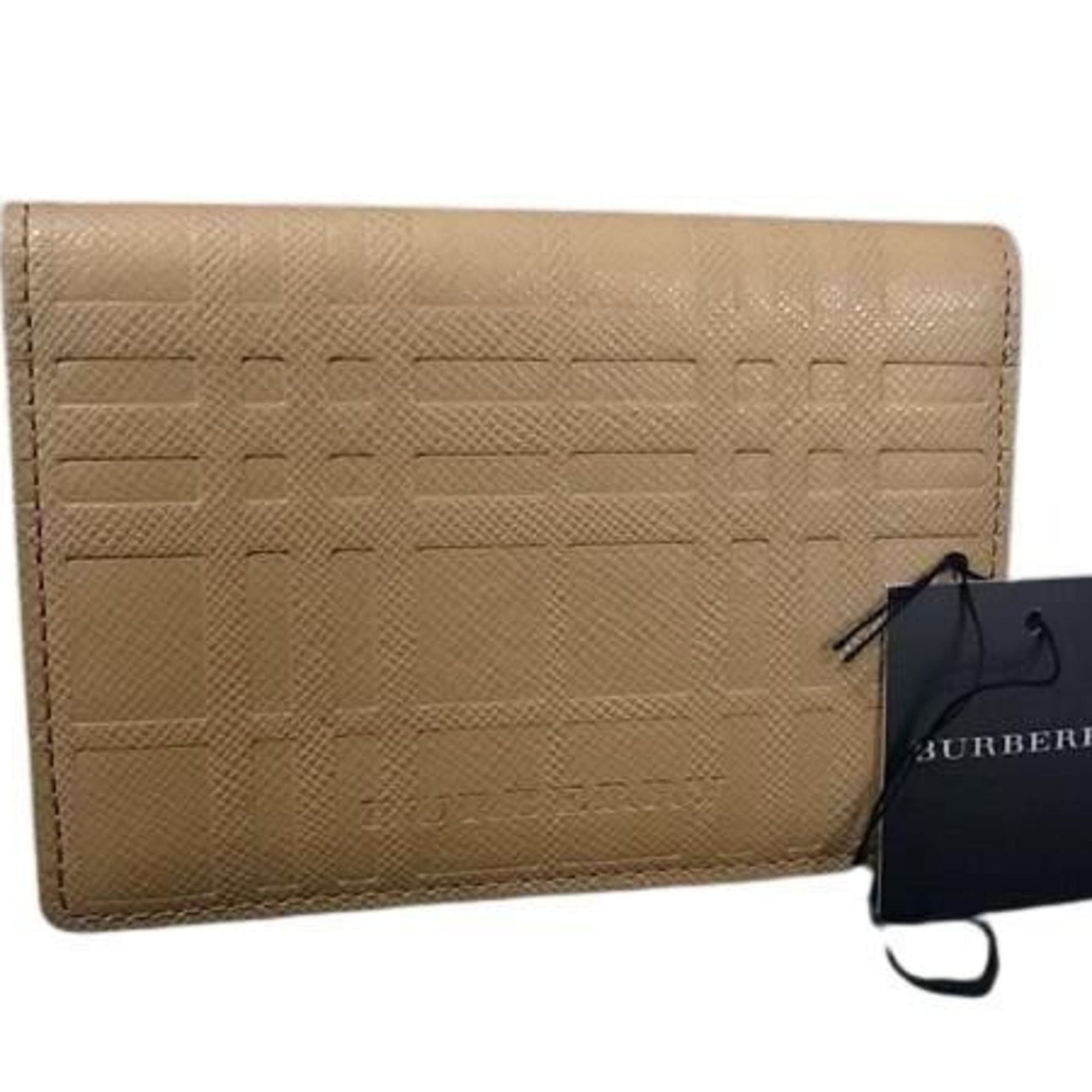 BURBERRY Business Card Case, Leather Check Embossed