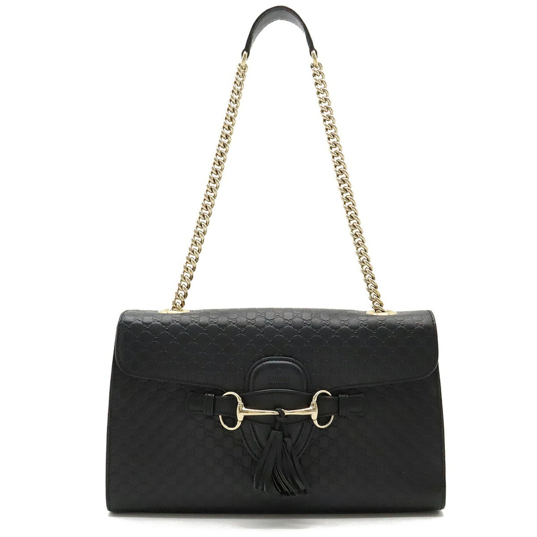 GUCCI Micro Guccissima Emily Shoulder Bag Chain Tassel Leather