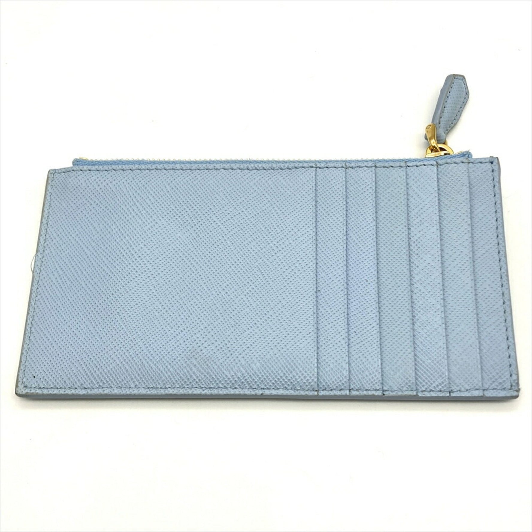 PRADA Embossed Fragment Case Card Saffiano Celeste Unisex