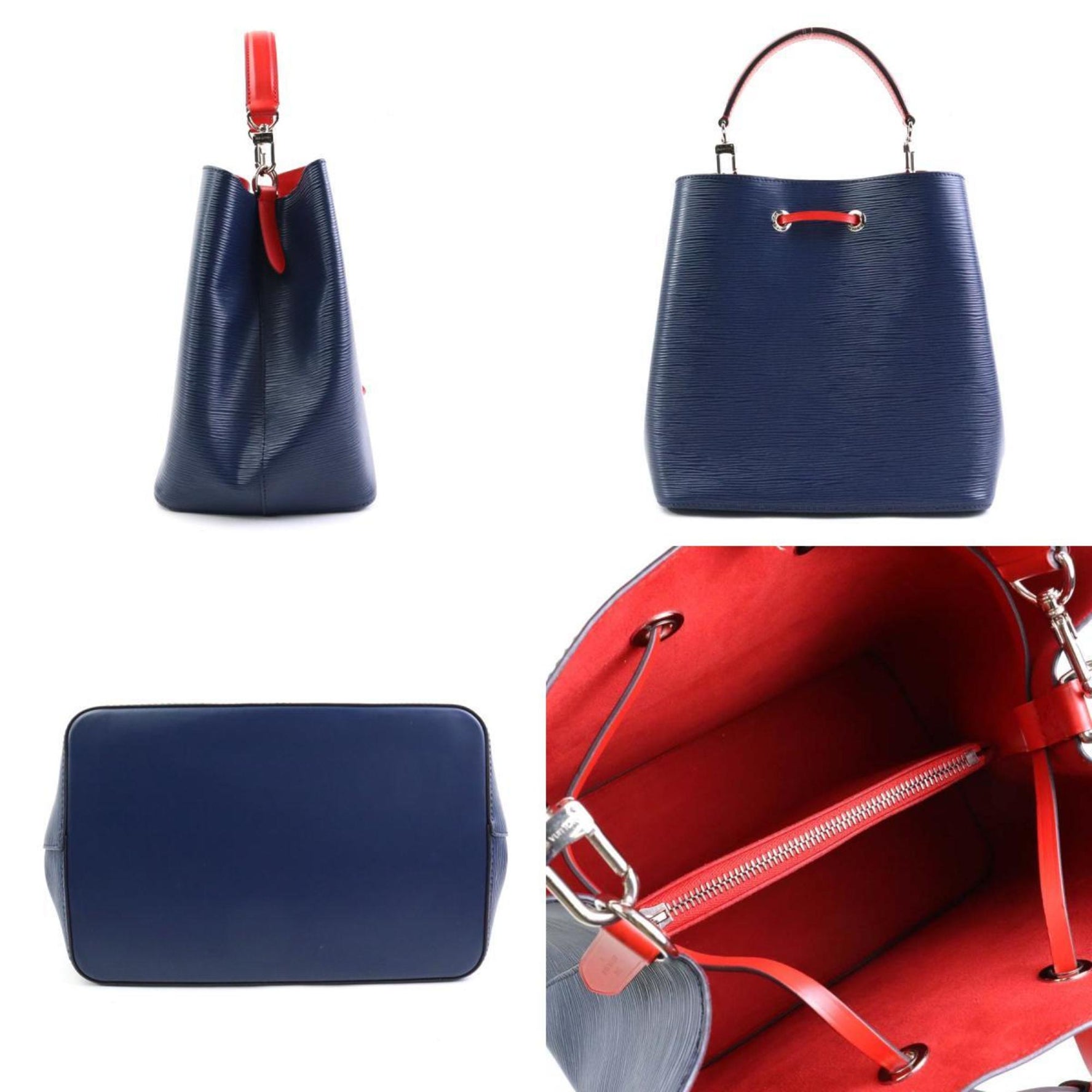 Louis Vuitton Handbag Shoulder Bag Epi NeoNoe Leather Navy Red Silver
