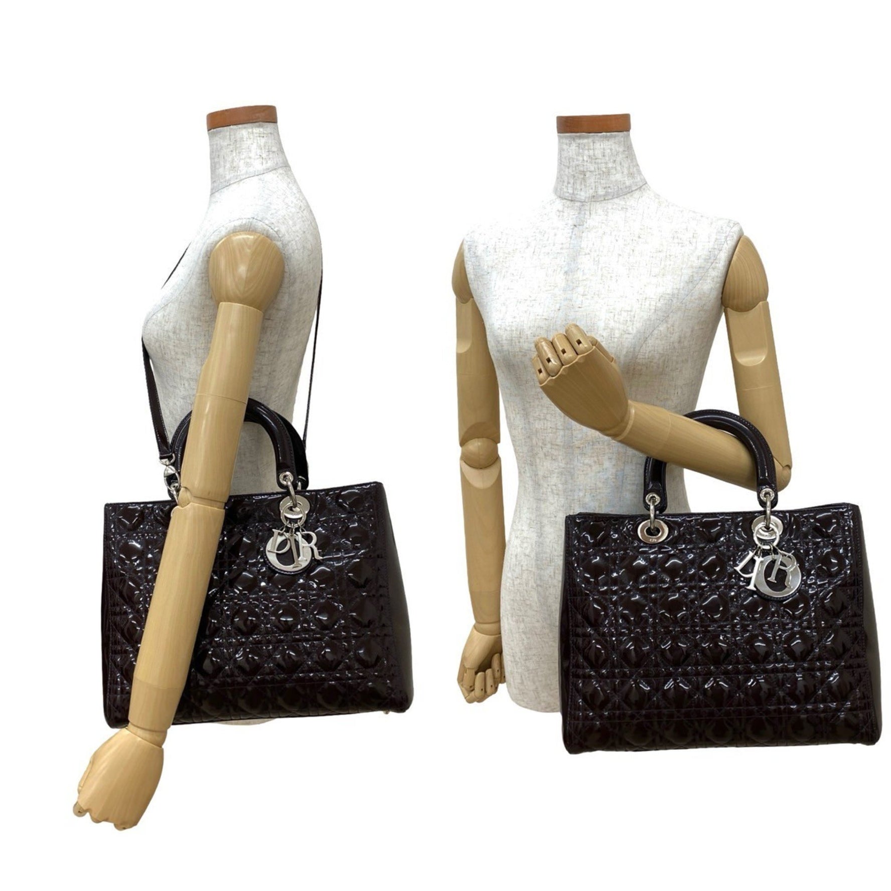 Christian Dior Lady Cannage Patent Leather Handbag/Shoulder Bag