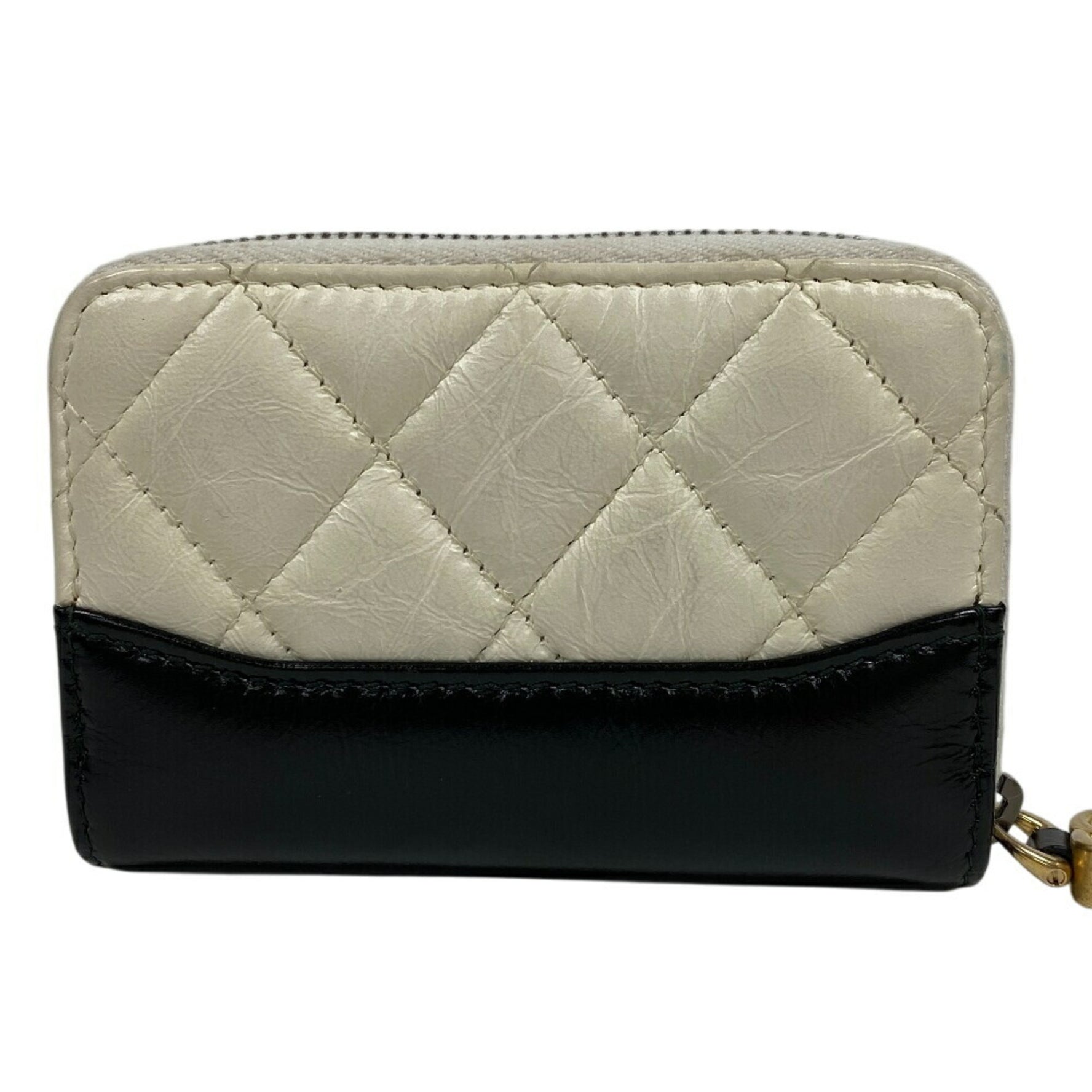 CHANEL Gabriel Doux Round Coin Case Wallet White