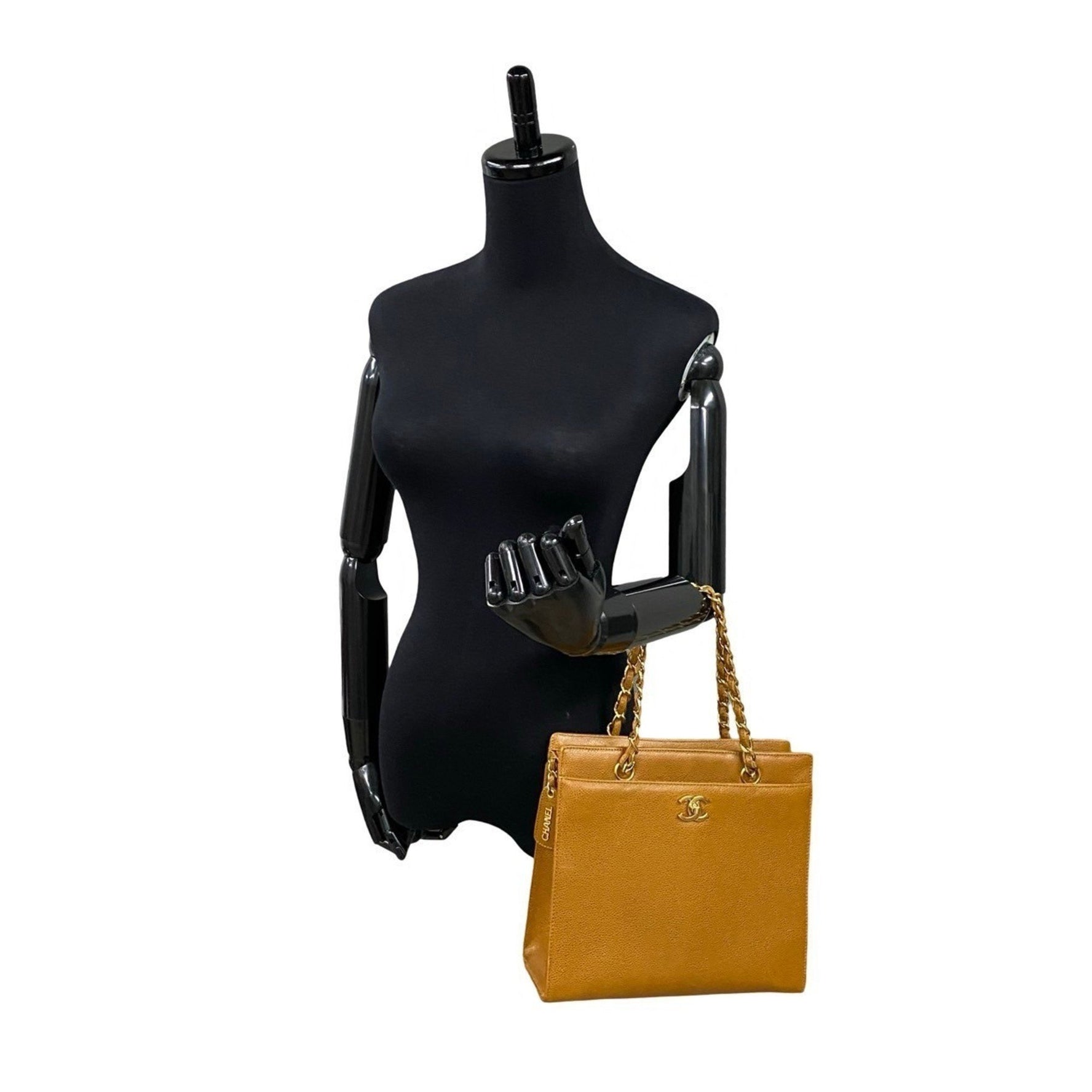 CHANEL Coco Mark Leather Genuine Matte Caviar Chain Handbag