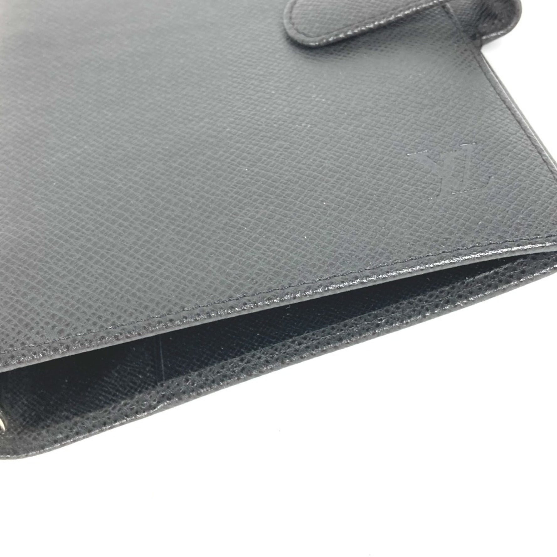 Louis Vuitton Taiga Agenda MM Stationery Notebook Cover Leather Men's Ardoise Black