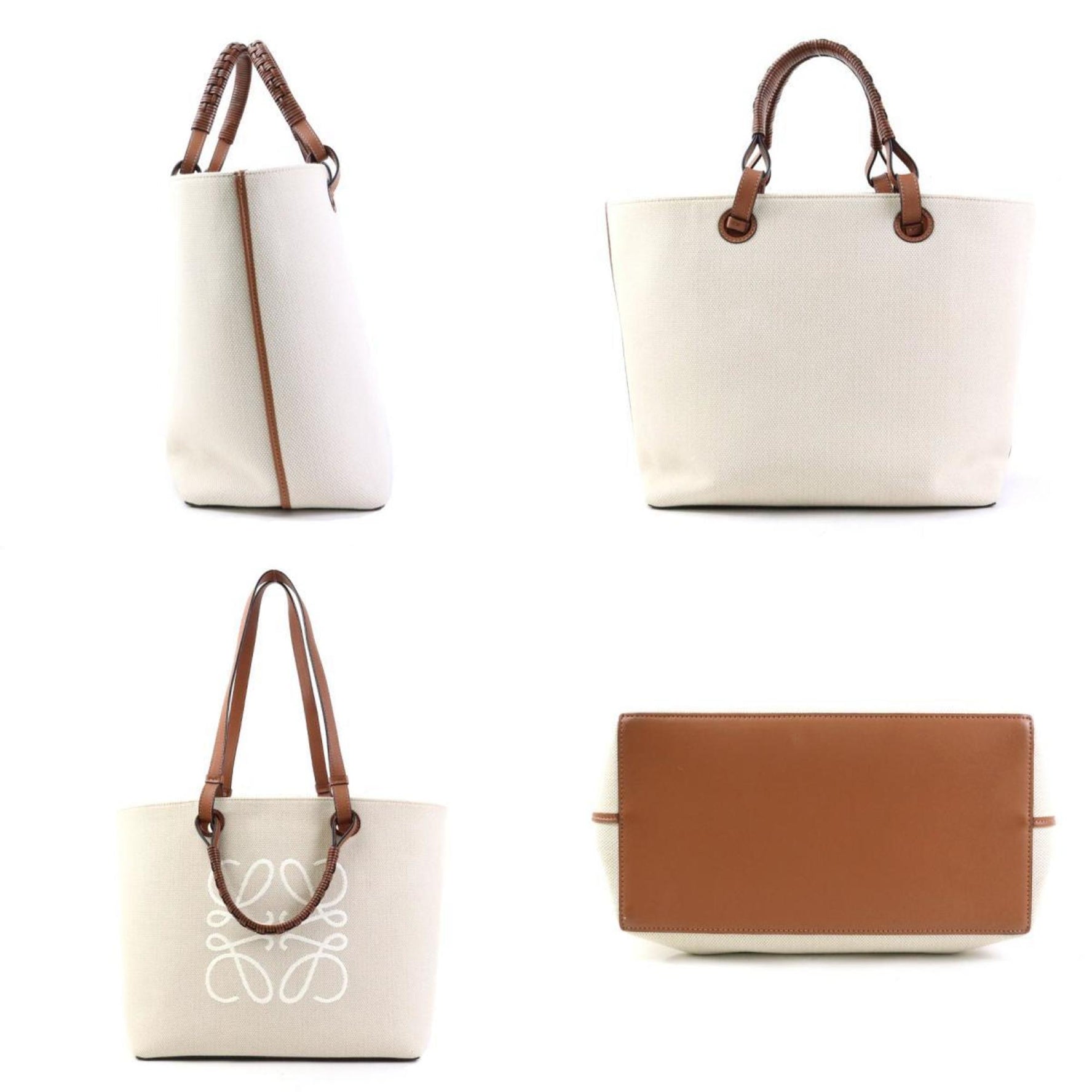LOEWE handbag shoulder bag Anagram canvas leather beige brown ladies