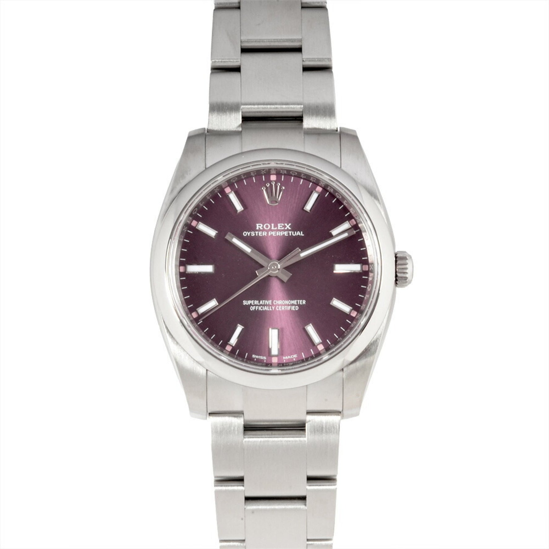 Rolex Oyster Perpetual 34 Automatic Watch, Purple Dial, Stainless Steel