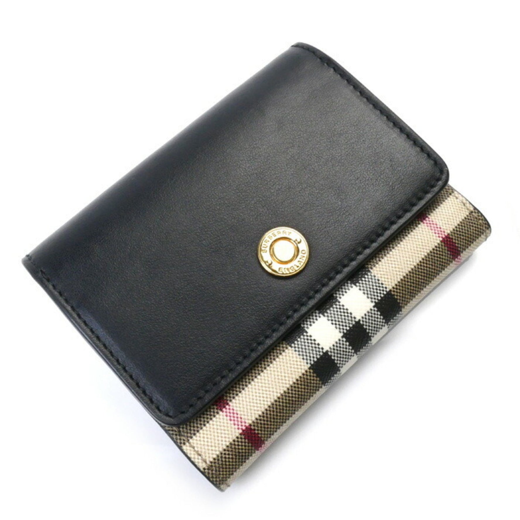 BURBERRY Lancaster Tri-fold Wallet Black Beige