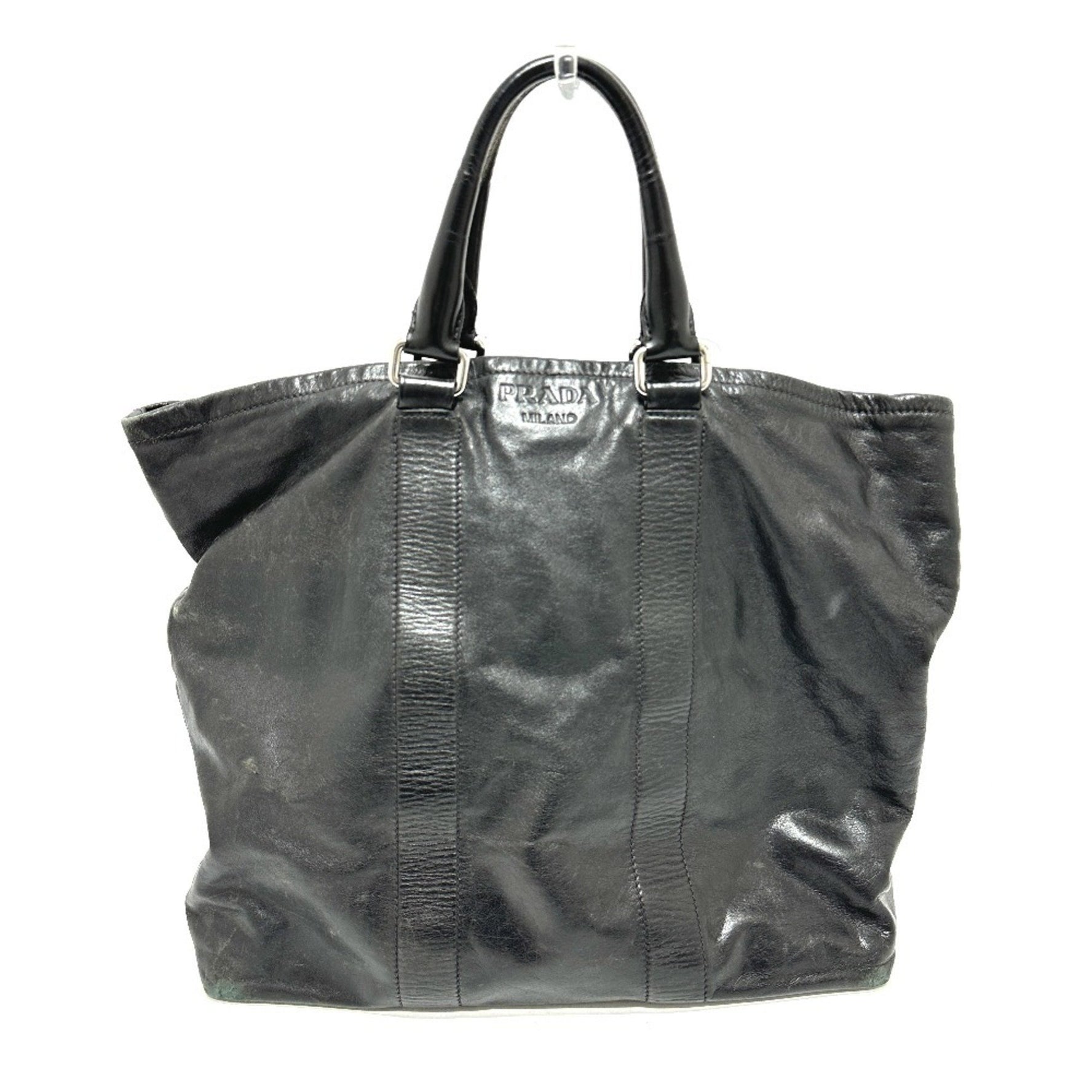 PRADA Logo Tote Bag Leather
