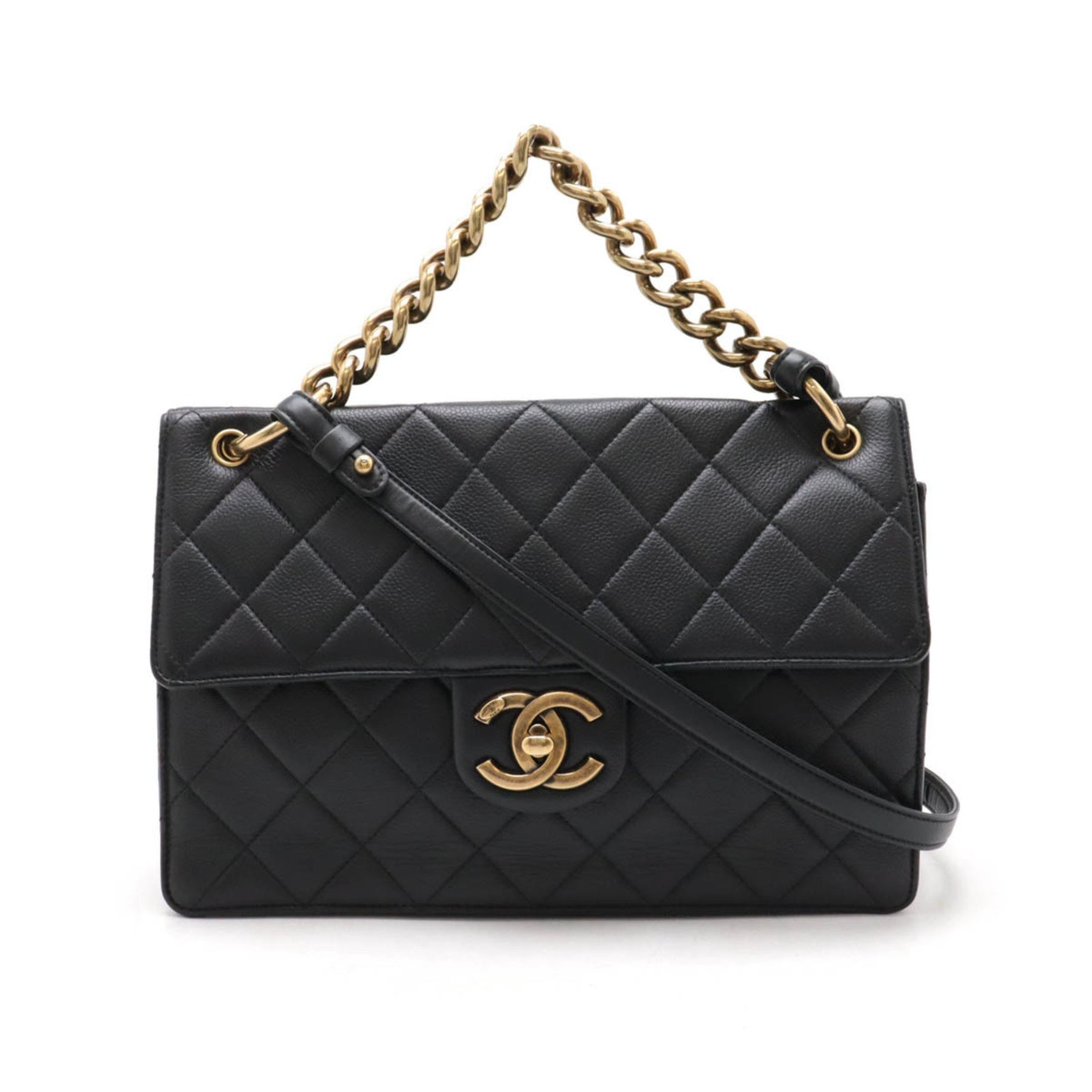 CHANEL Matelasse Coco Mark Shoulder Bag Chain Handbag Caviar Skin Leather
