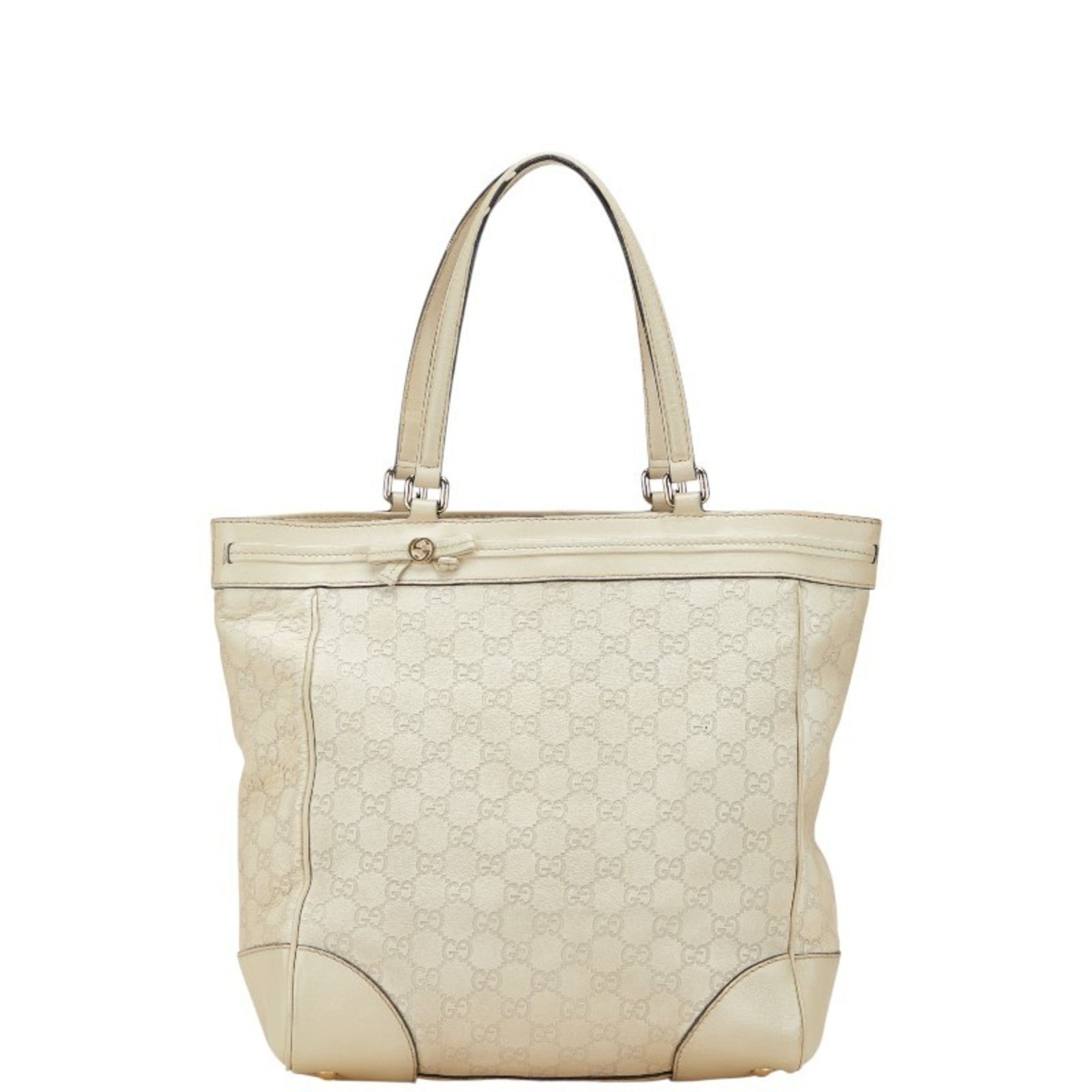 Gucci Guccissima Tote Bag Handbag White Ivory Leather
