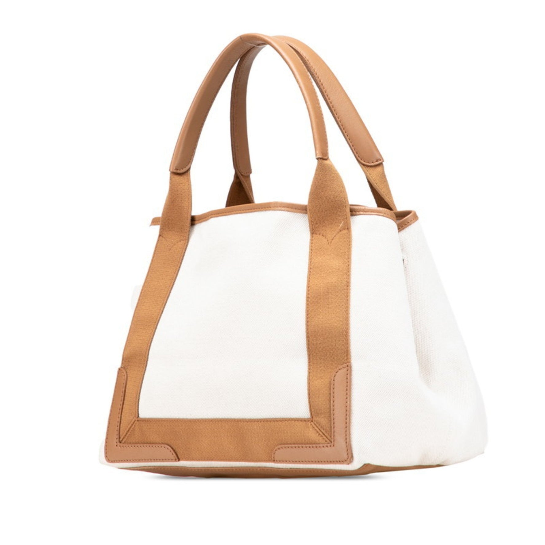 Balenciaga Navy Cabas S Handbag Tote Bag Ivory Brown Canvas and Leather