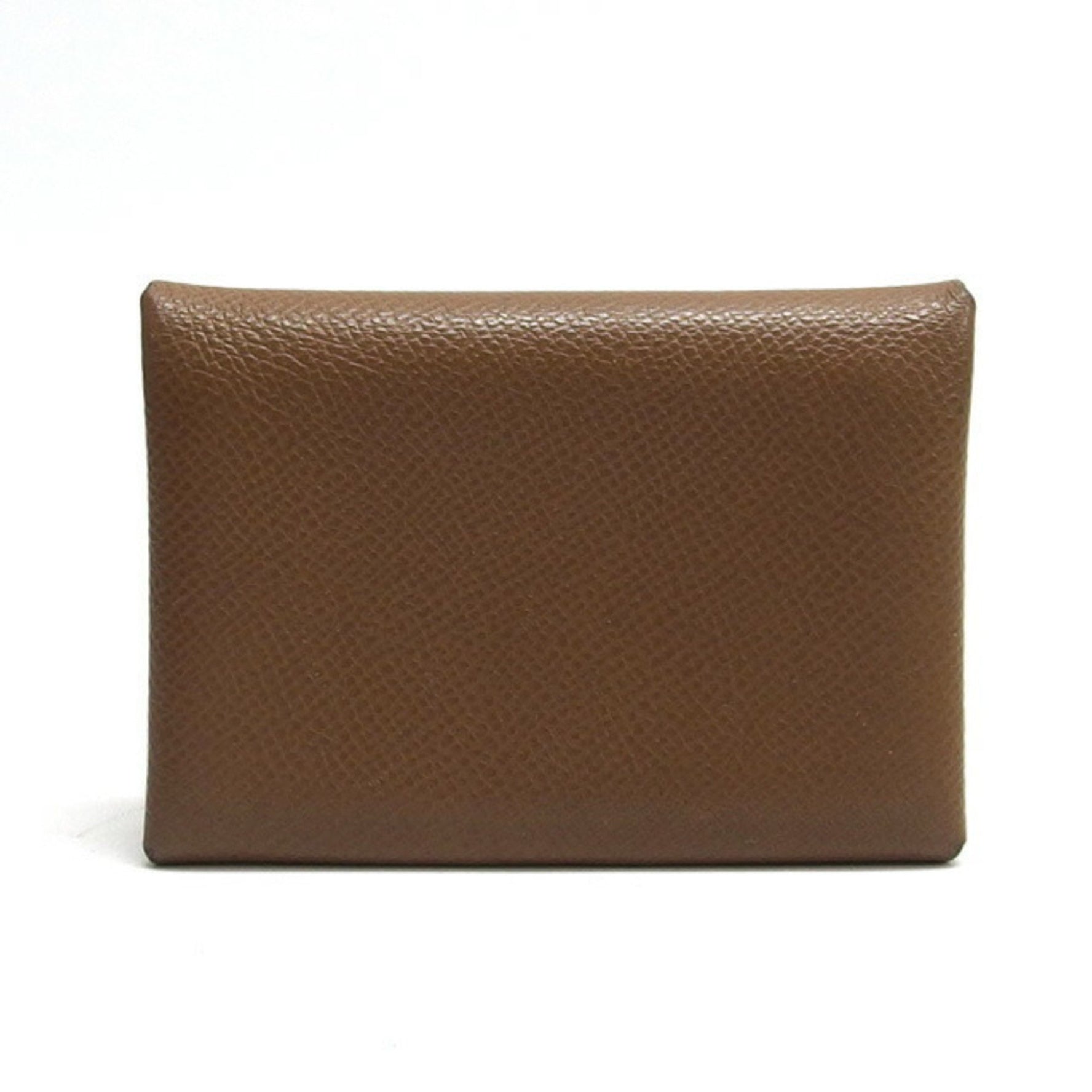 Hermes Calvi Duo Bi-fold Coin Purse Maroon Brown