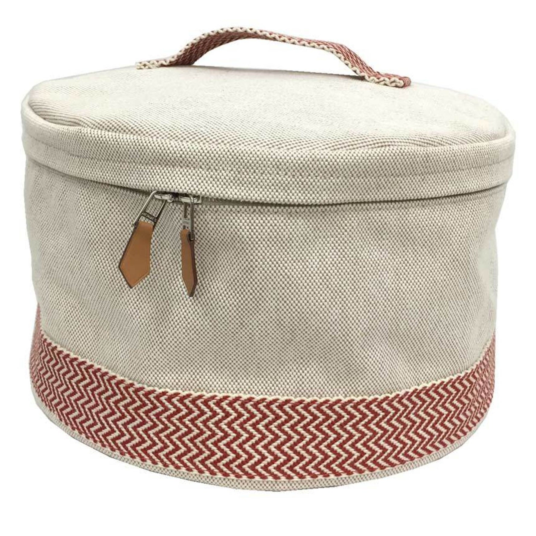Hermes Vanity Bag Pouch Pile Toile H Natural x Red