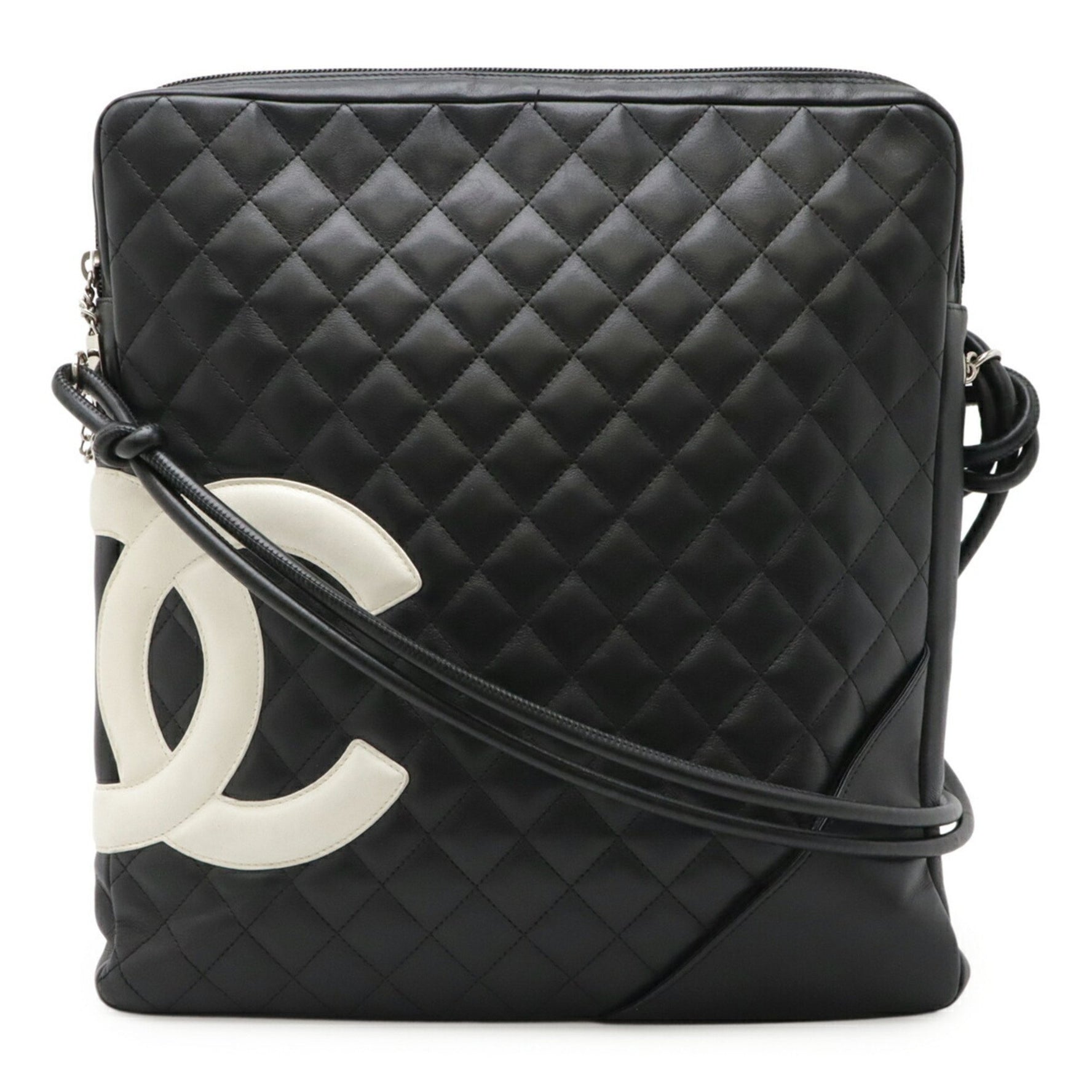 CHANEL Cambon Line Coco Mark Shoulder Bag Calfskin Leather Black