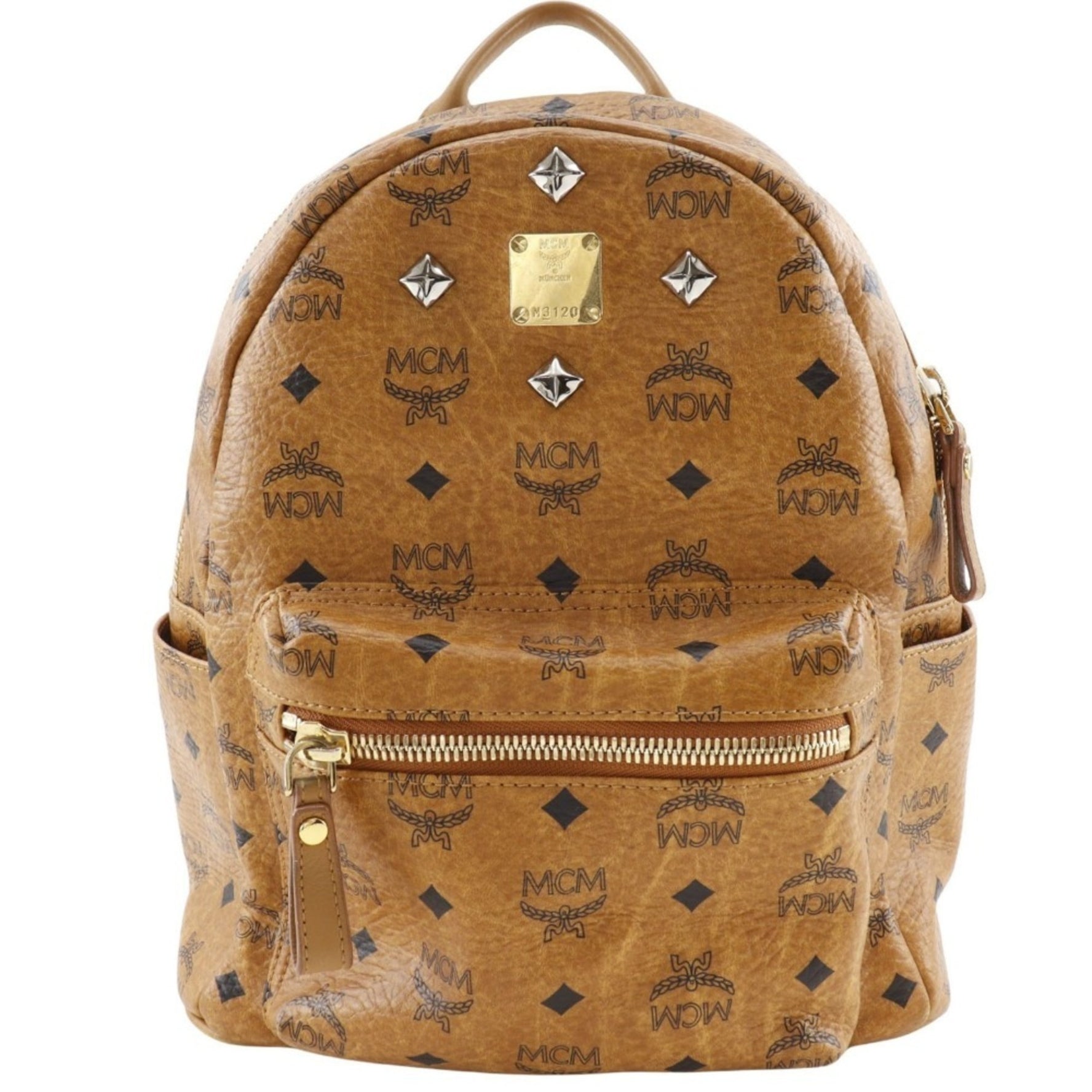 MCM Glam Backpack/Daypack Small Studs PVC Double Logogram