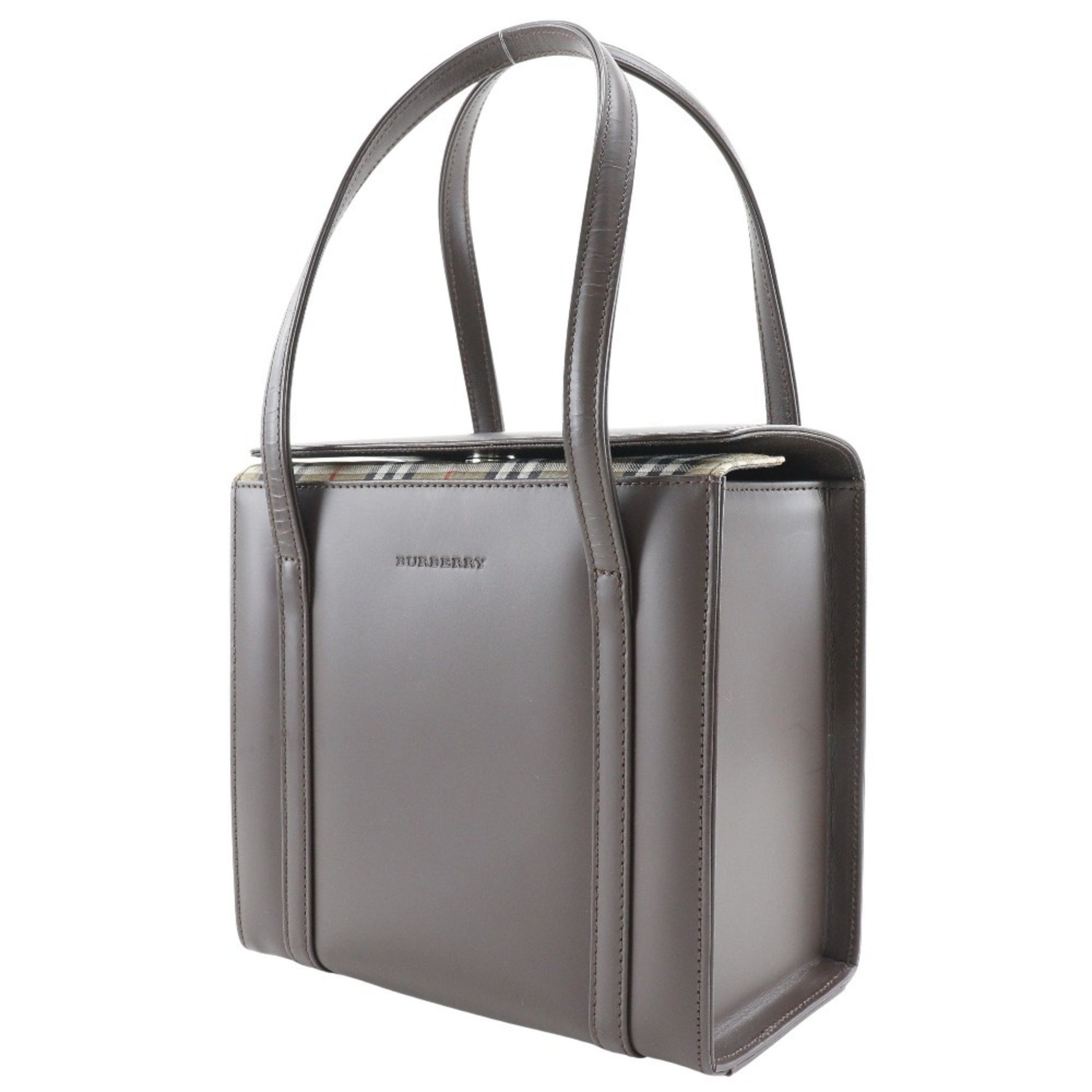 Burberry Box Handbag Nova Check Calf Type Ladies