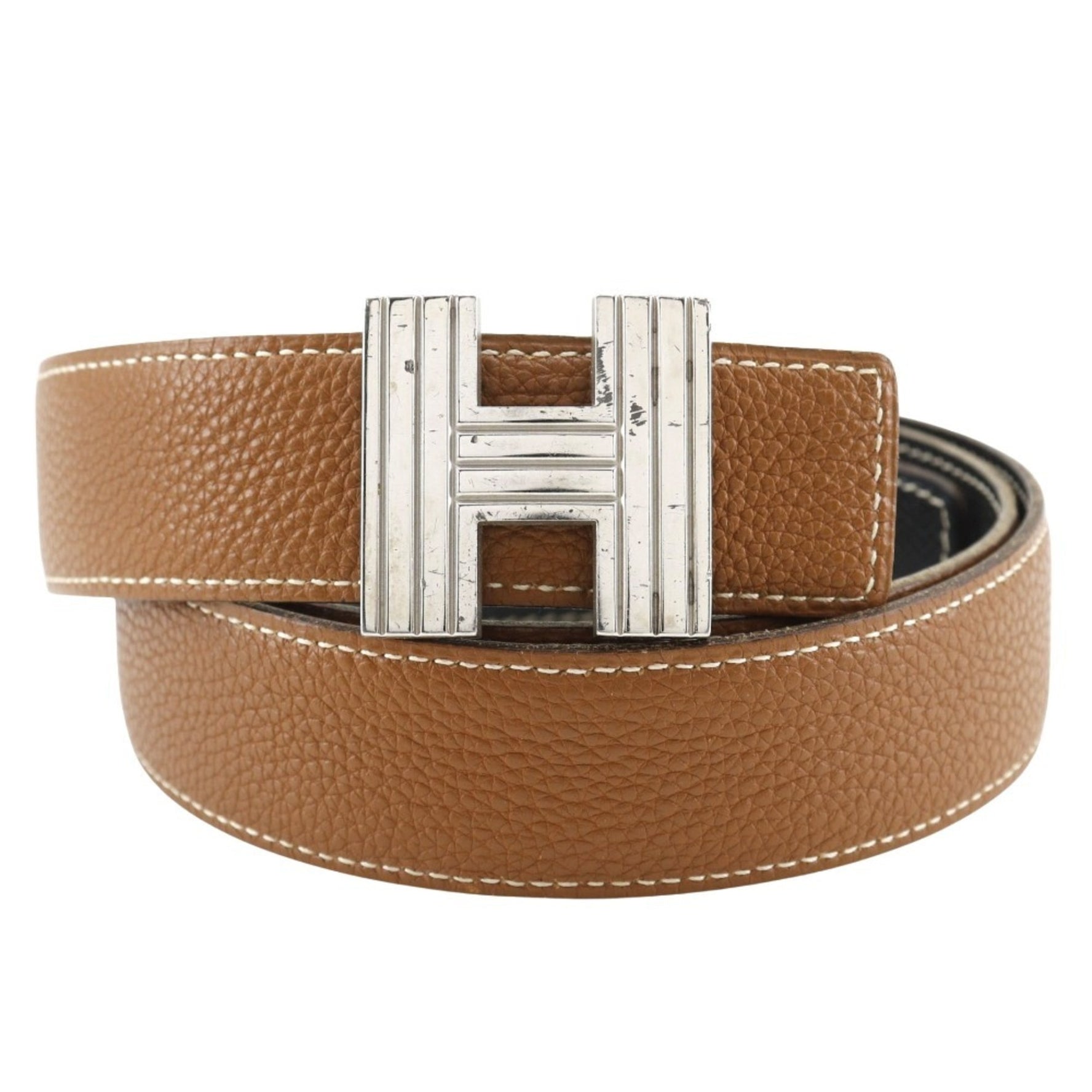 HERMES H Belt 90 Constance Reversible Leather 2001 Brown/Black □E