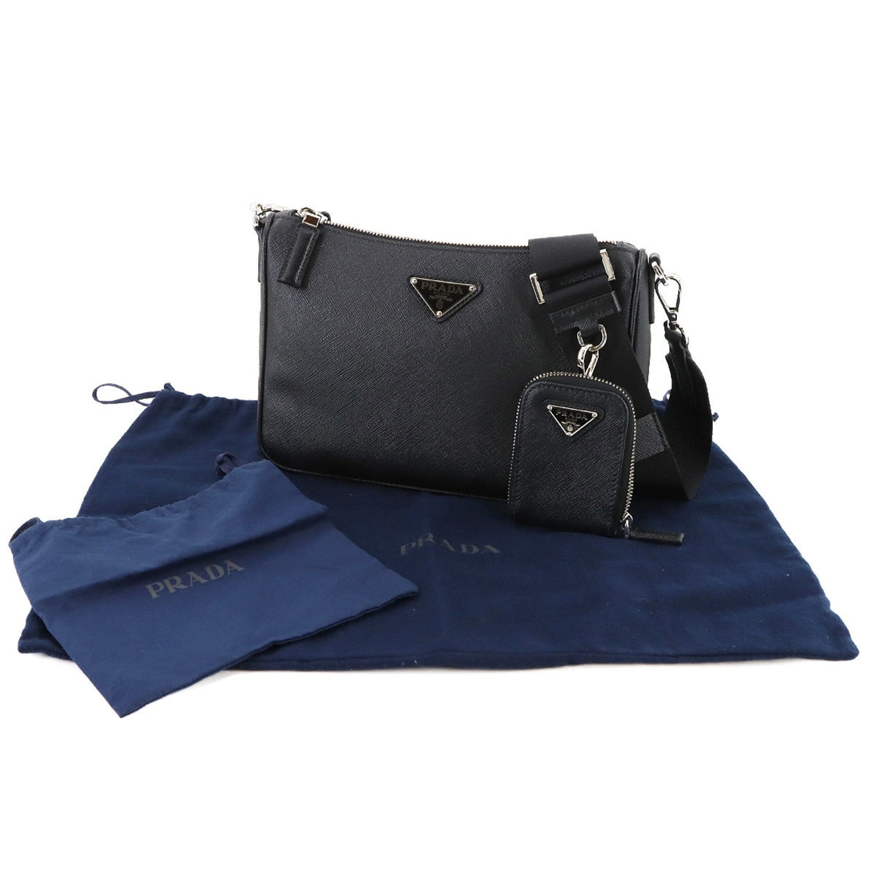Prada Saffiano Leather Shoulder Bag, Black, 2VH113
