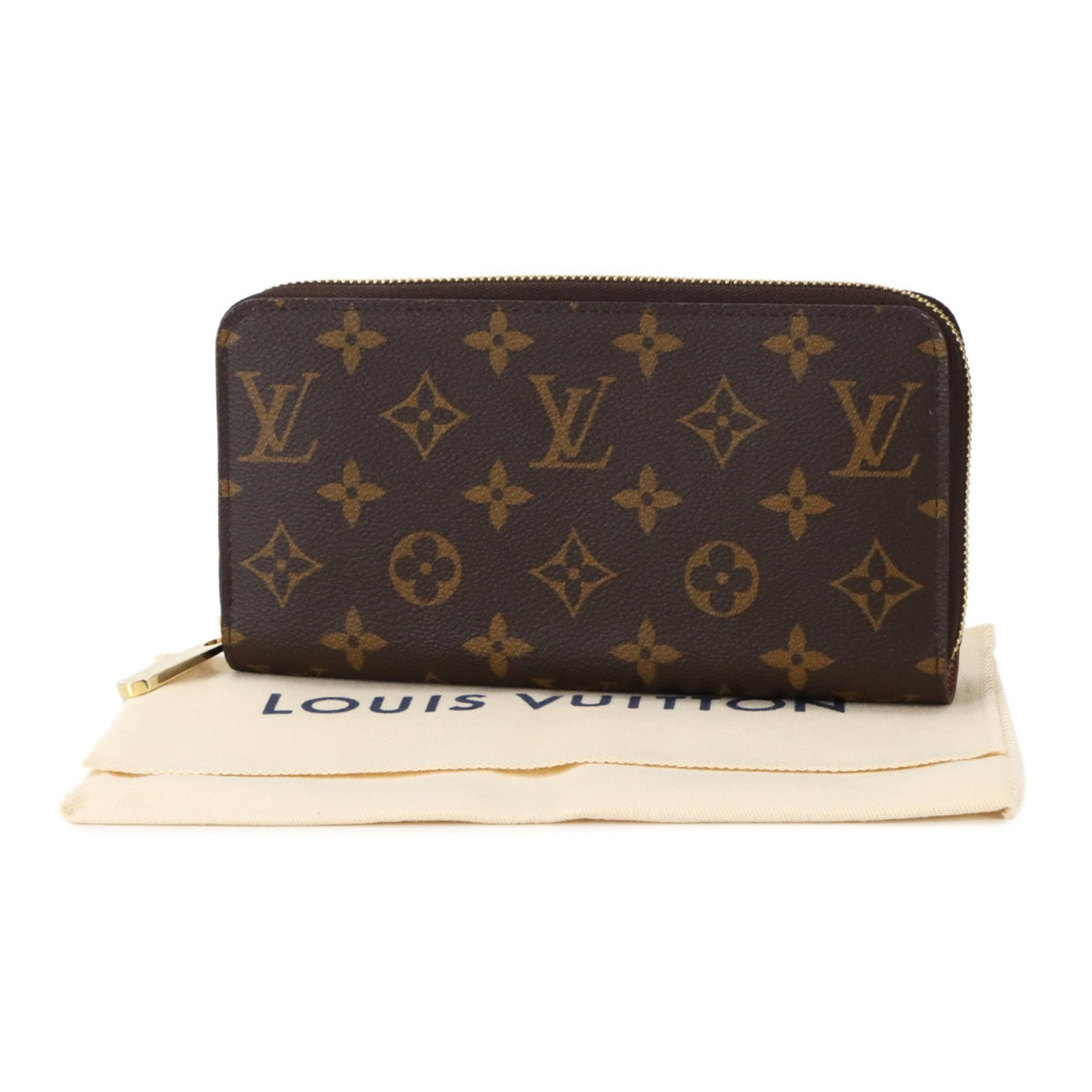 Louis Vuitton Monogram Zippy Wallet, Round Long Brown, RFID Wallet