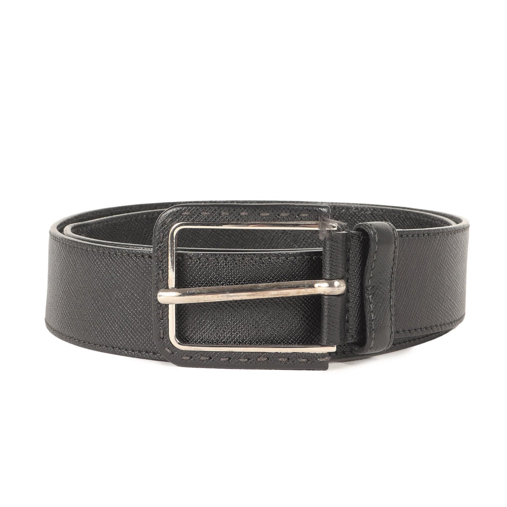 PRADA Belt Size 2 Square Buckle Saffiano Leather