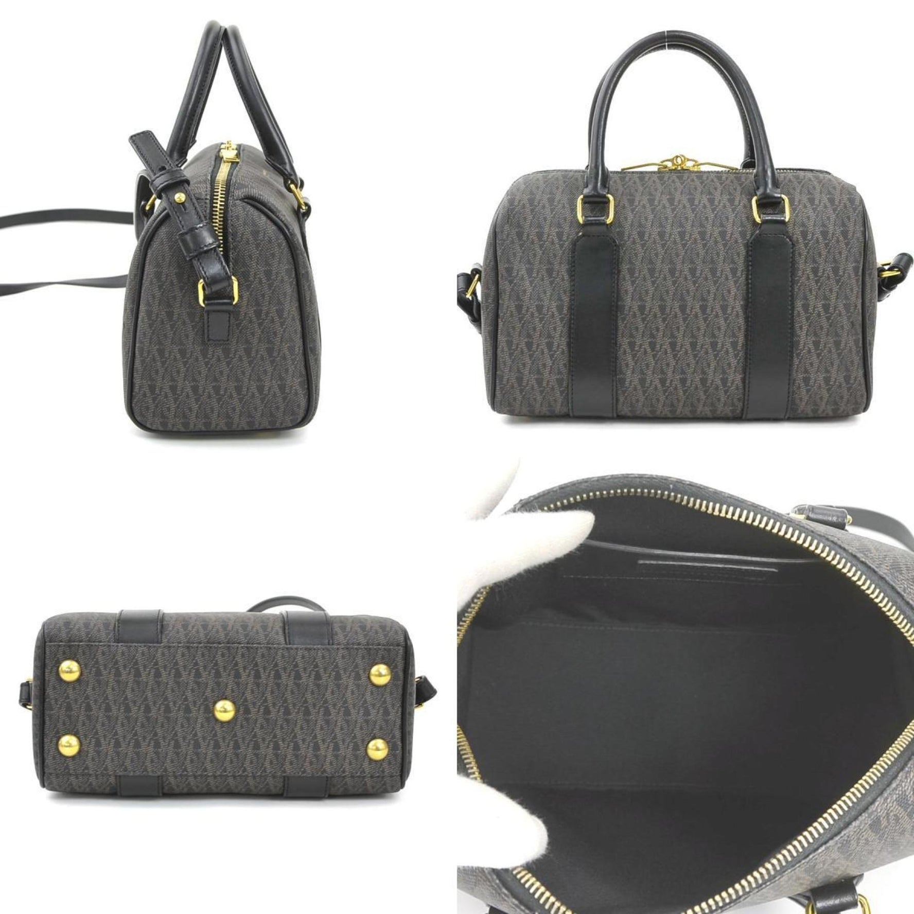 Saint Laurent Baby Duffle Handbag/Shoulder Bag in Coated Canvas, Black and Brown