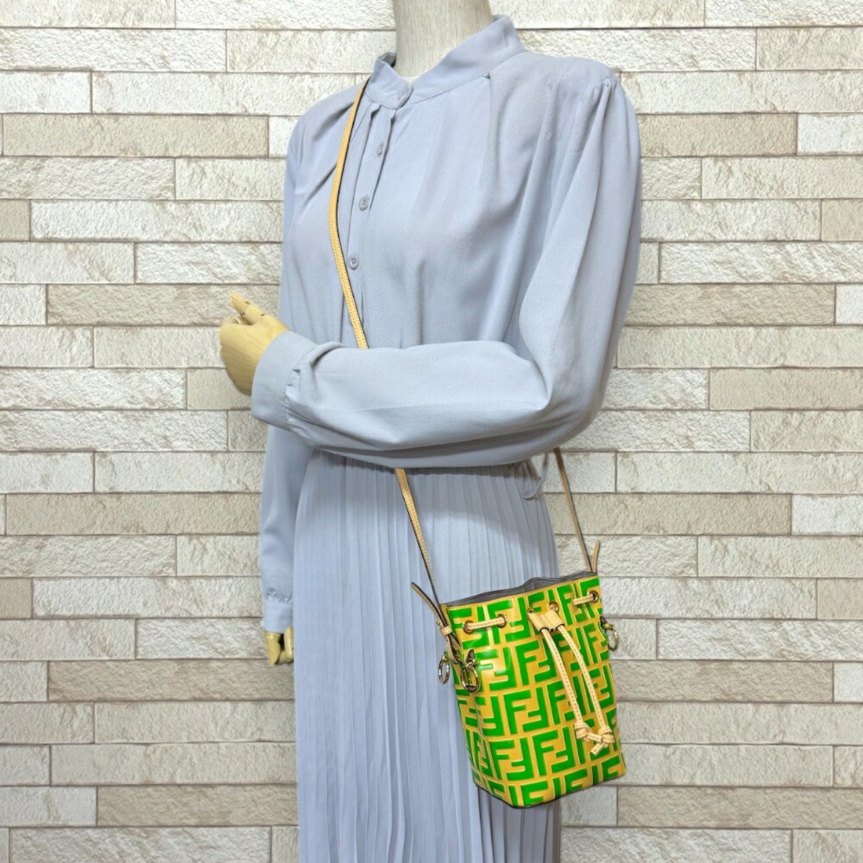 Fendi Mini Montresor Shoulder Bag Leather Beige