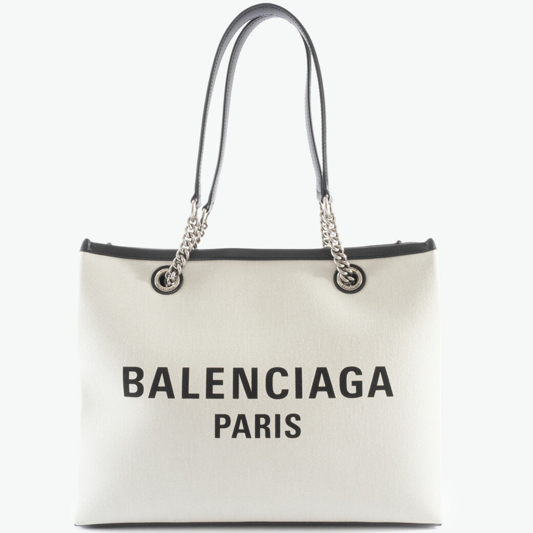 Balenciaga Duty Free Tote Bag in Natural Cotton and Calfskin