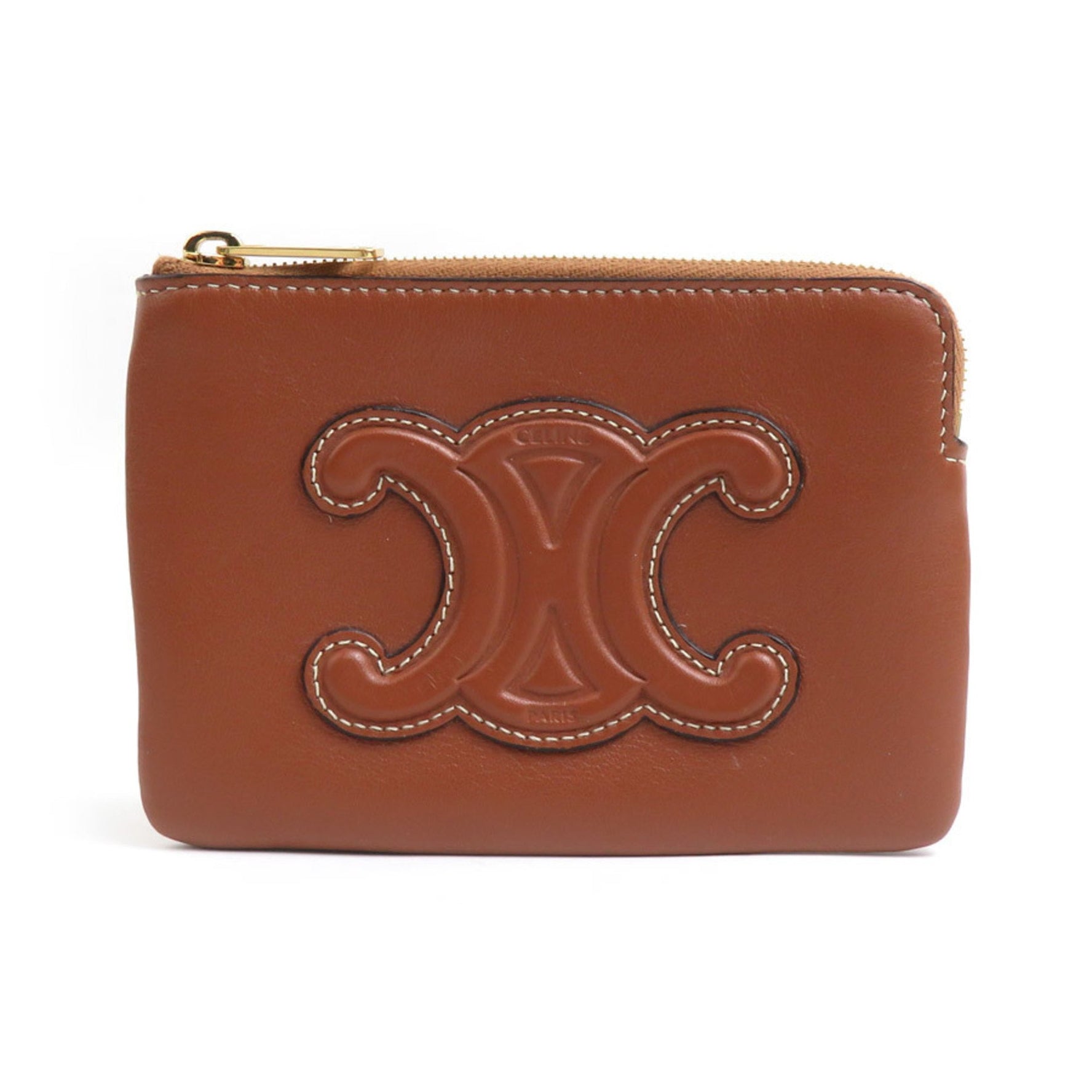 CELINE Coin Case/Wallet Cuir Triomphe Leather Gold
