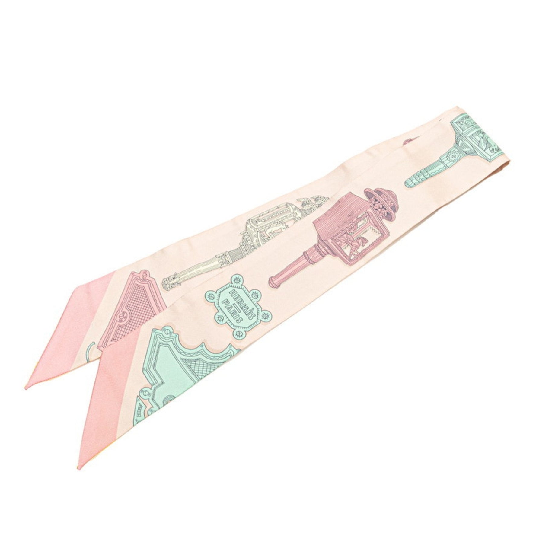 Hermès Twilly MERVEILLEUSES LANTERNES Merveilleuse Lantern Scarf Muffler Beige Yellow Multicolor Silk HERMES