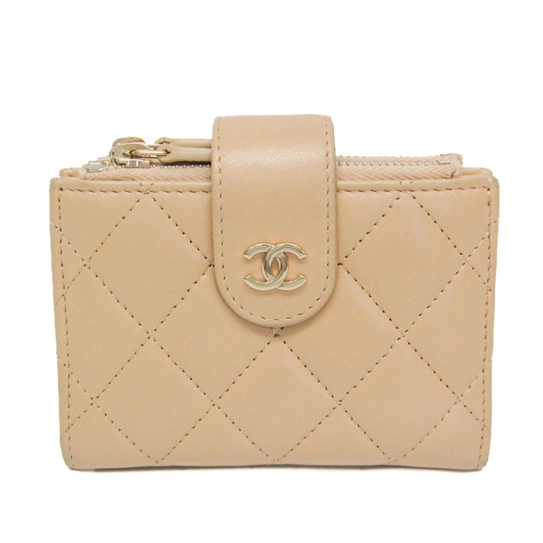 Chanel Matelasse Card And Coin Case Compact Wallet Leather Card Wallet