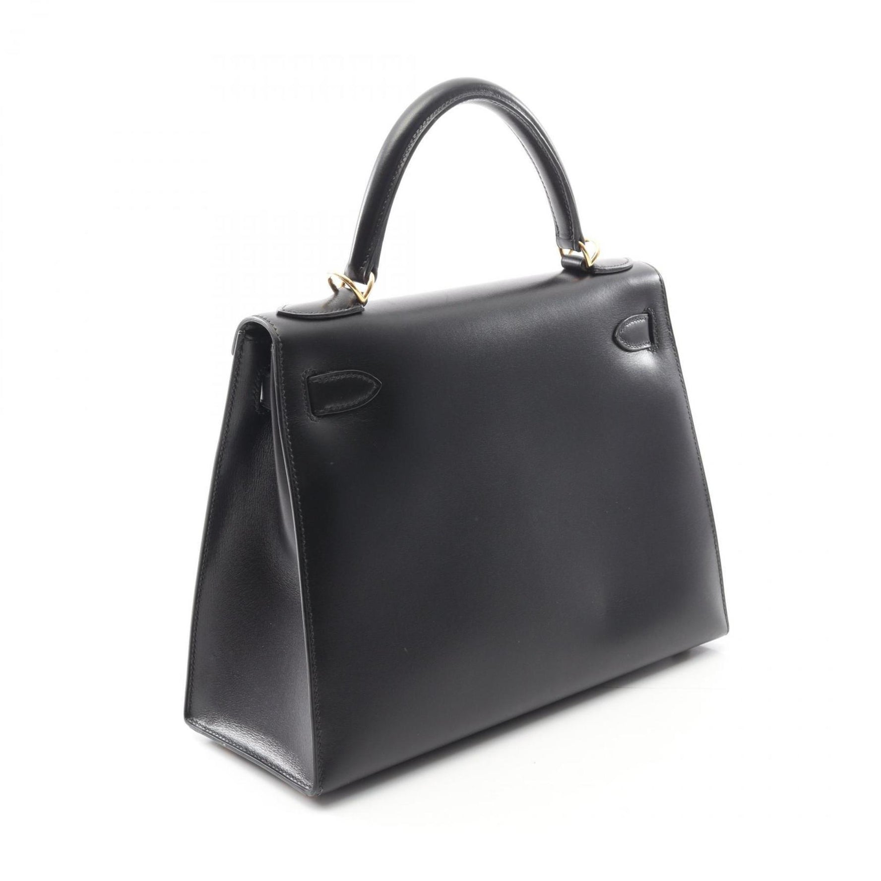 Hermes Hermès Kelly 28 handbag in calfskin box calf leather, black.