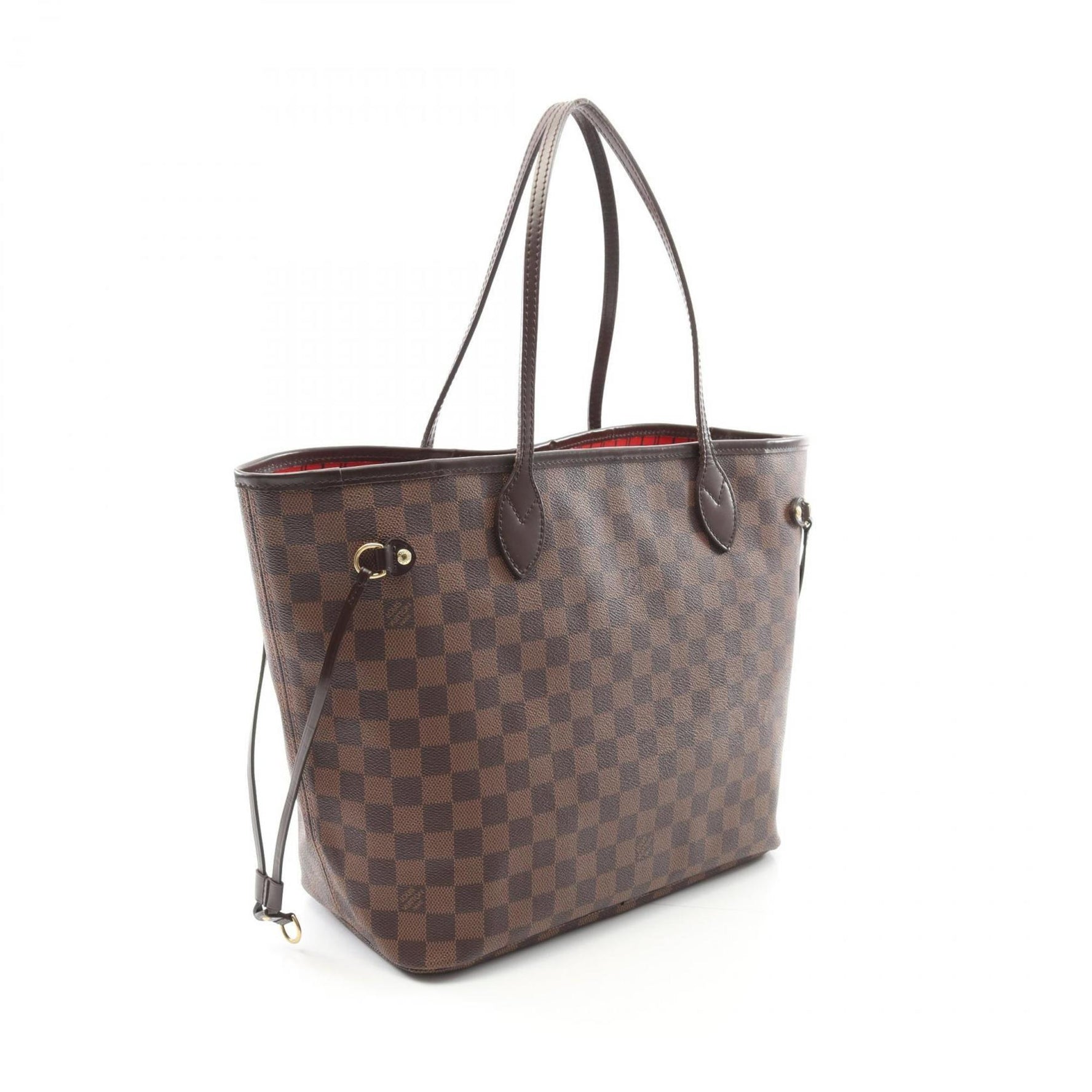 Louis Vuitton Neverfull MM Tote Bag, Coated Canvas, Leather, Damier, Brown