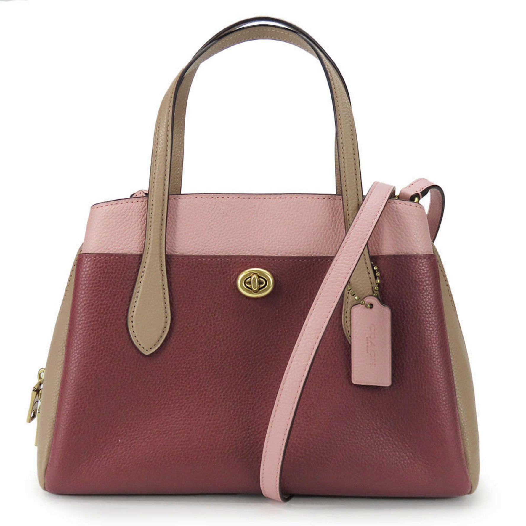 Coach handbag 5208 leather multicolor wine red pink beige shoulder bag