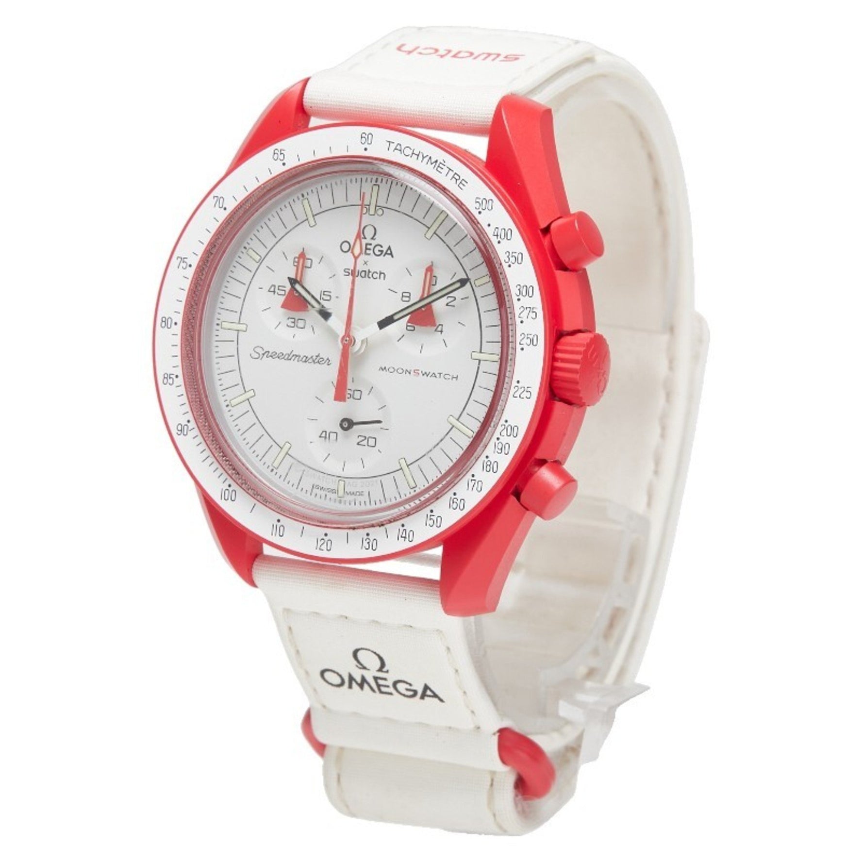 OMEGA x Swatch MoonSwatch Mission to Mars Watch Quartz White Dial Ceramic Nylon