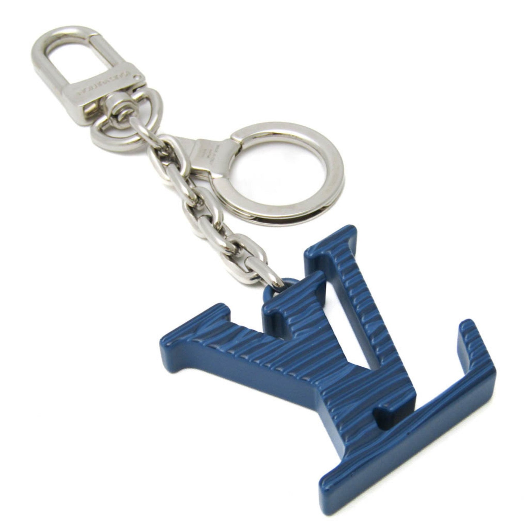 Louis Vuitton Initial Key Chain Keyring (Navy,Silver)