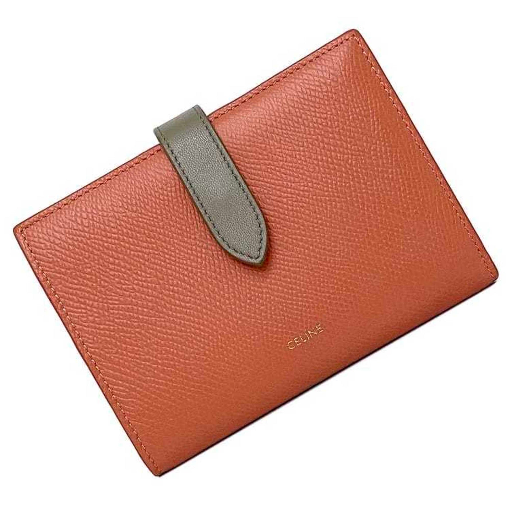 Celine strap red gray rose wallet leather folio belt ladies