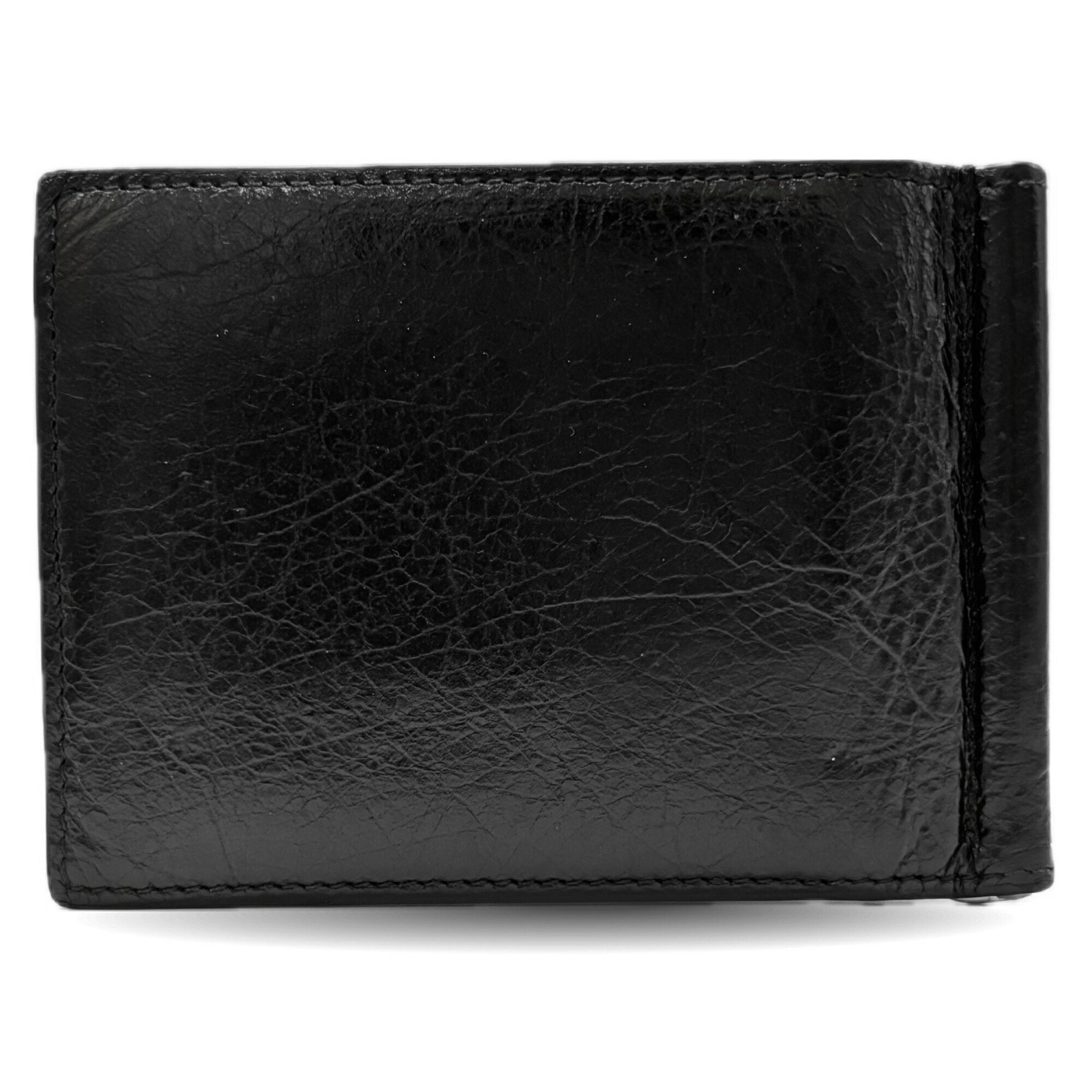 Balenciaga Monaco BB Money Clip Lambskin Leather Bifold Wallet