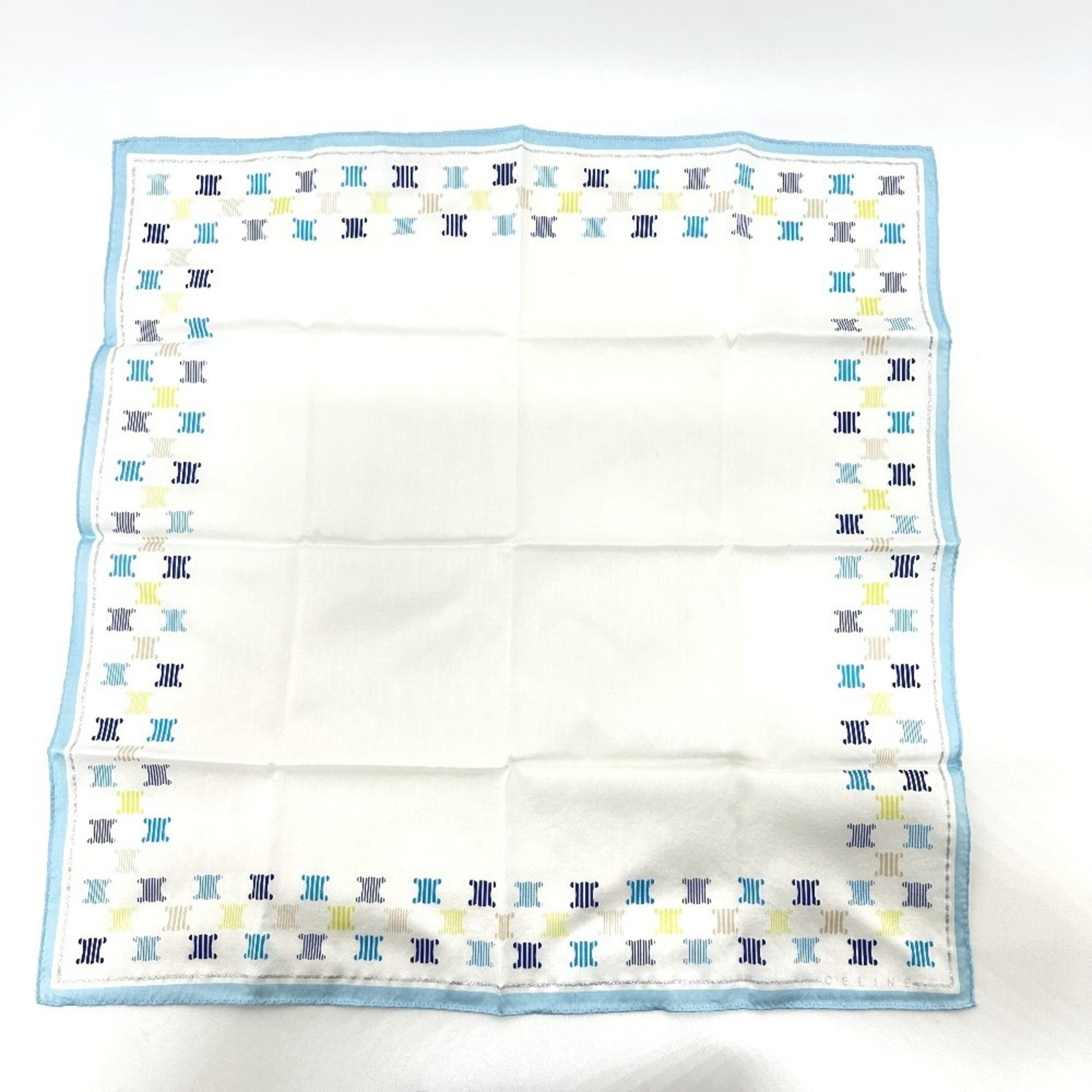 CELINE Logo Triomphe Handkerchief Scarf Cotton Multicolor