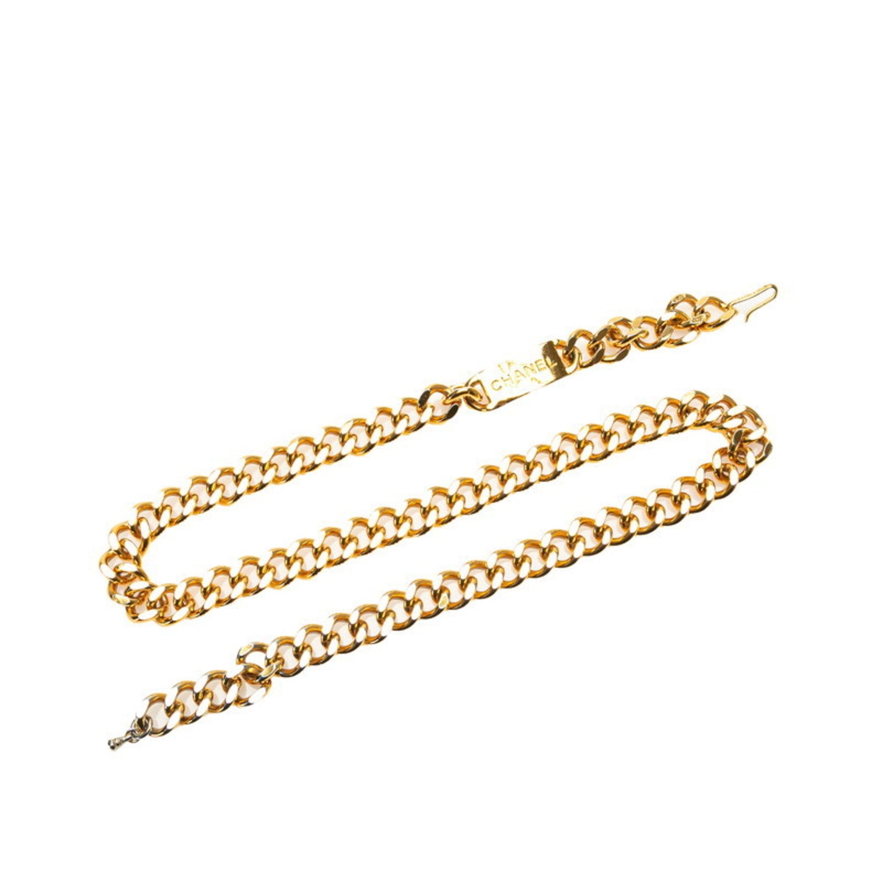 Vintage Chanel logo plate chain belt, plated