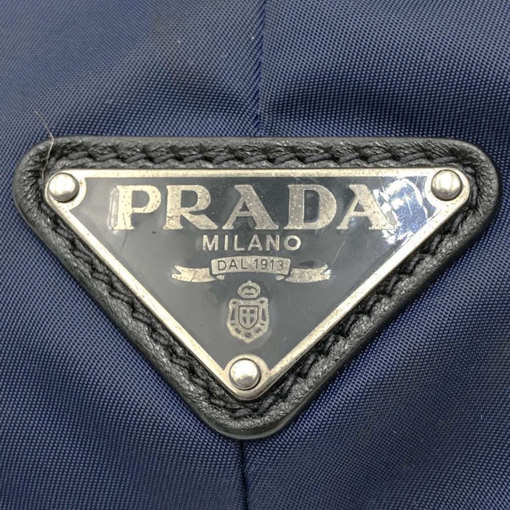 PRADA Tote Bag Blue Nylon Leather Men's