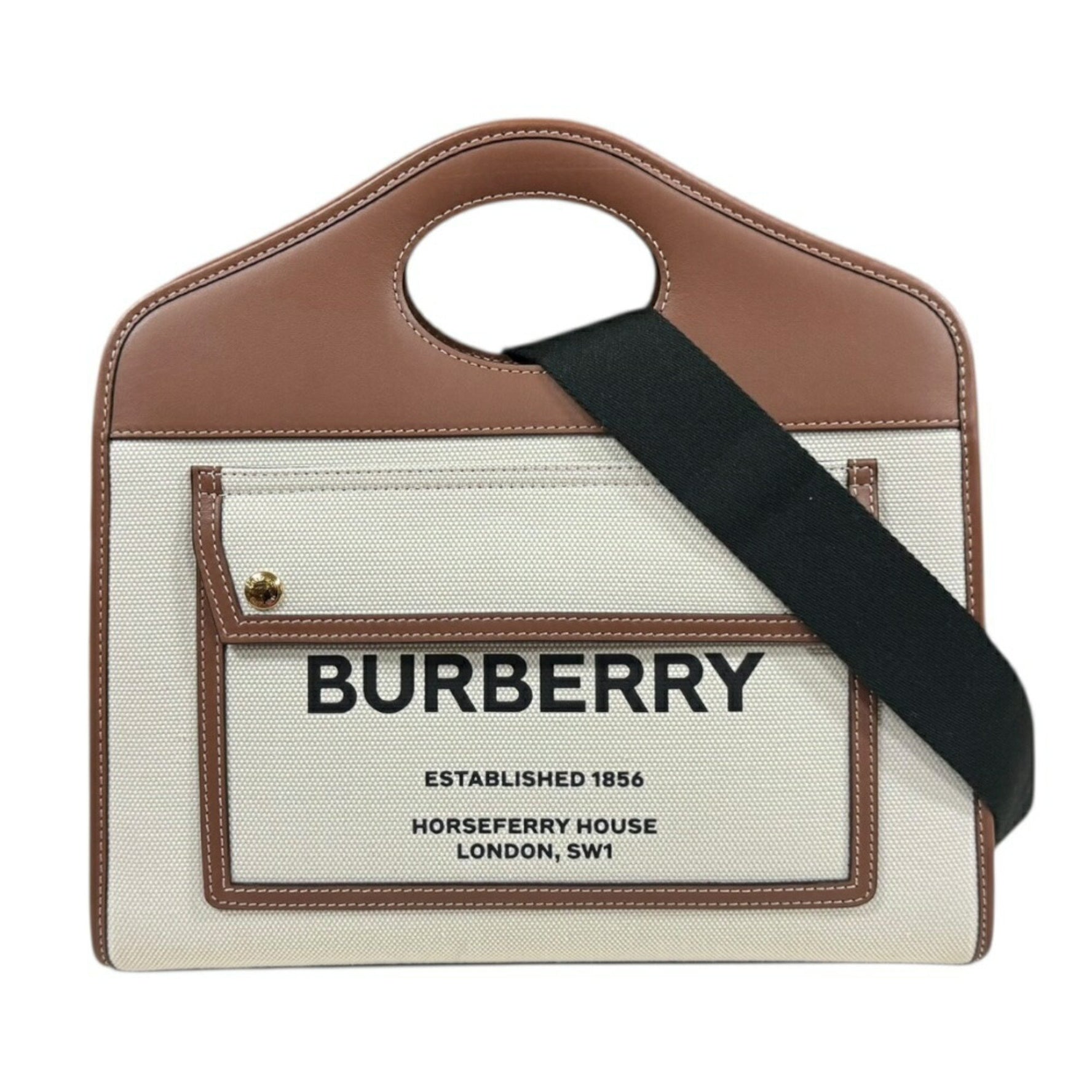 Burberry Medium Pocket Shoulder Bag Canvas Beige